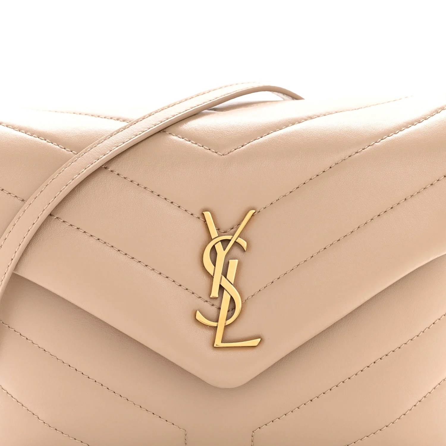 Calfskin Y Quilted Monogram Toy Loulou Crossbody Bag Dark Beige - Image 8