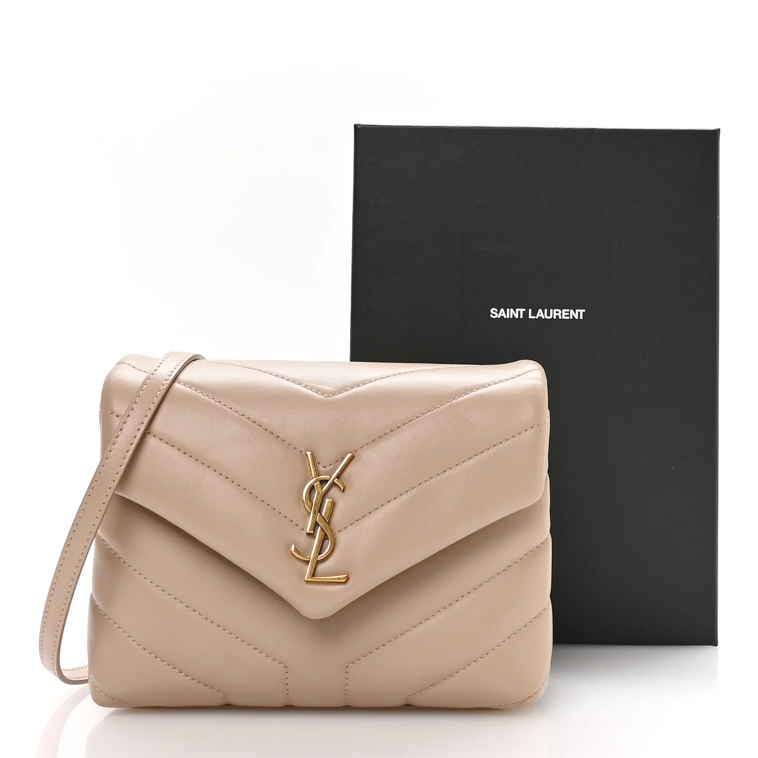 Calfskin Y Quilted Monogram Toy Loulou Crossbody Bag Dark Beige - Image 11