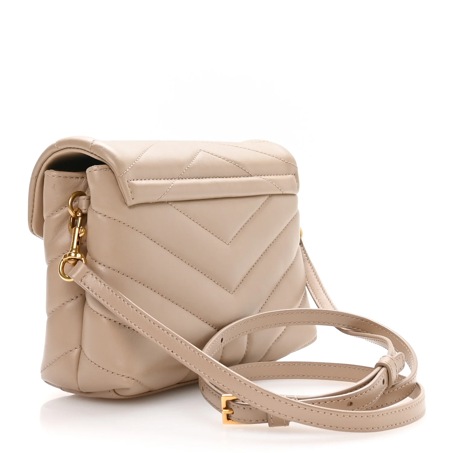 Calfskin Y Quilted Monogram Toy Loulou Crossbody Bag Dark Beige - Image 3