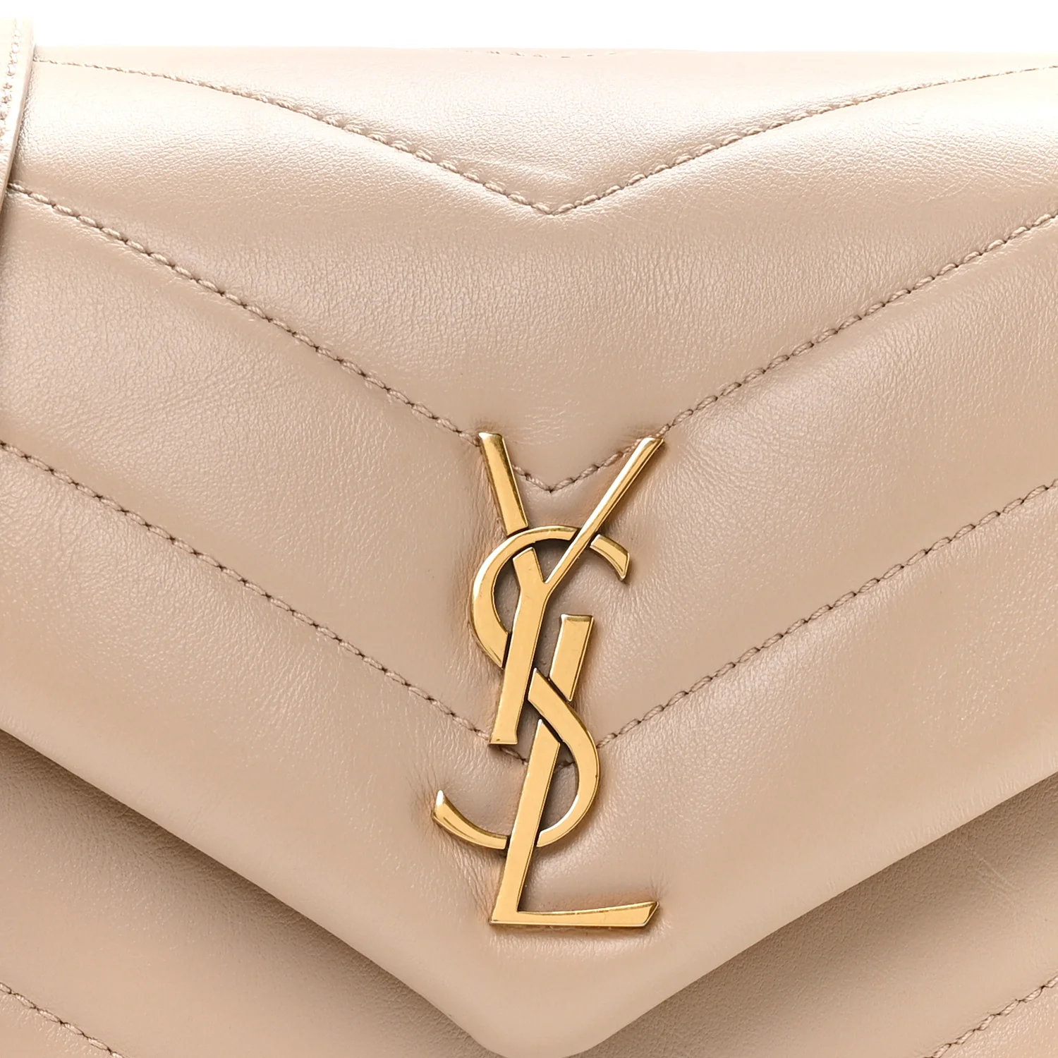 Calfskin Y Quilted Monogram Toy Loulou Crossbody Bag Dark Beige - Image 8
