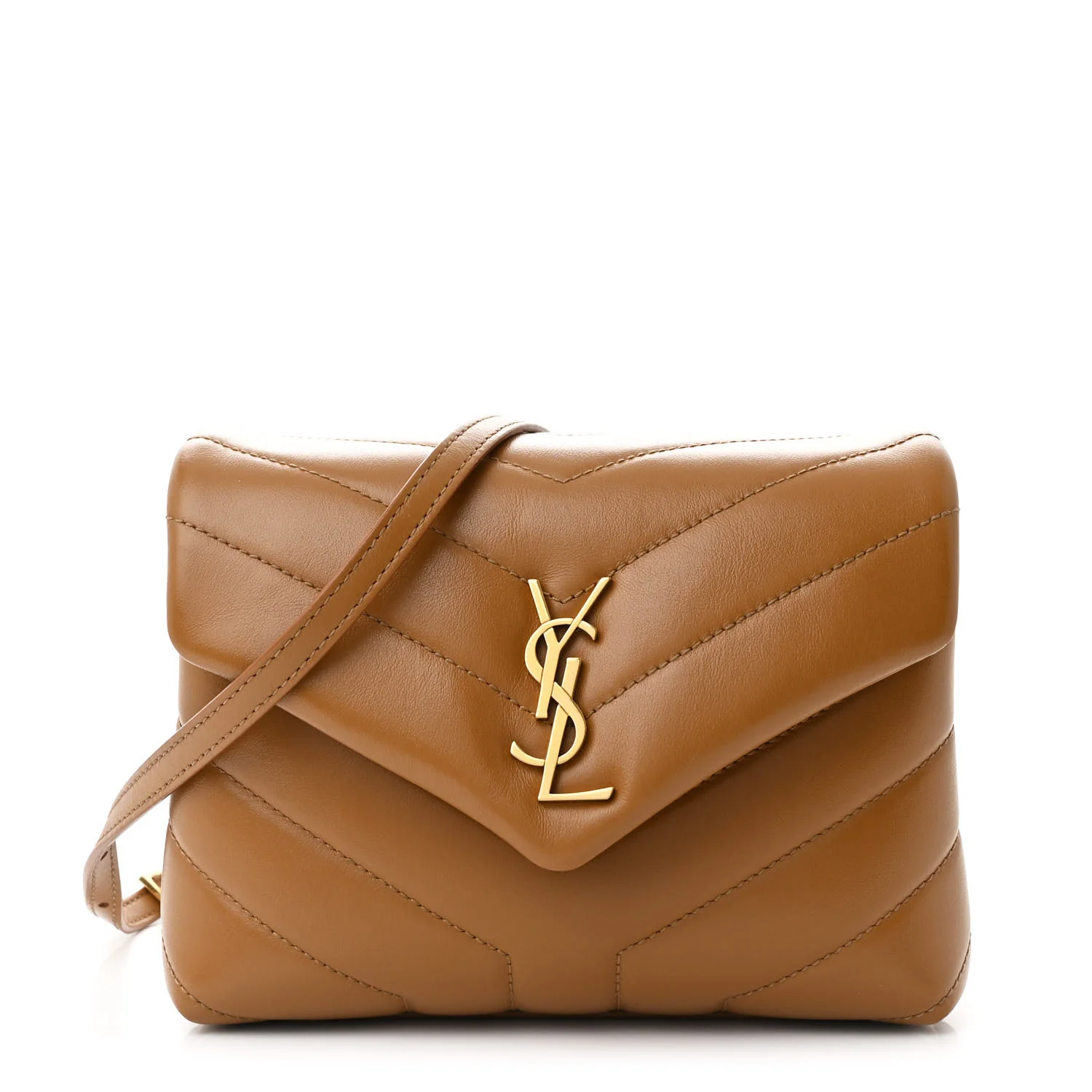 Calfskin Y Quilted Monogram Toy Loulou Crossbody Bag Dark Natural