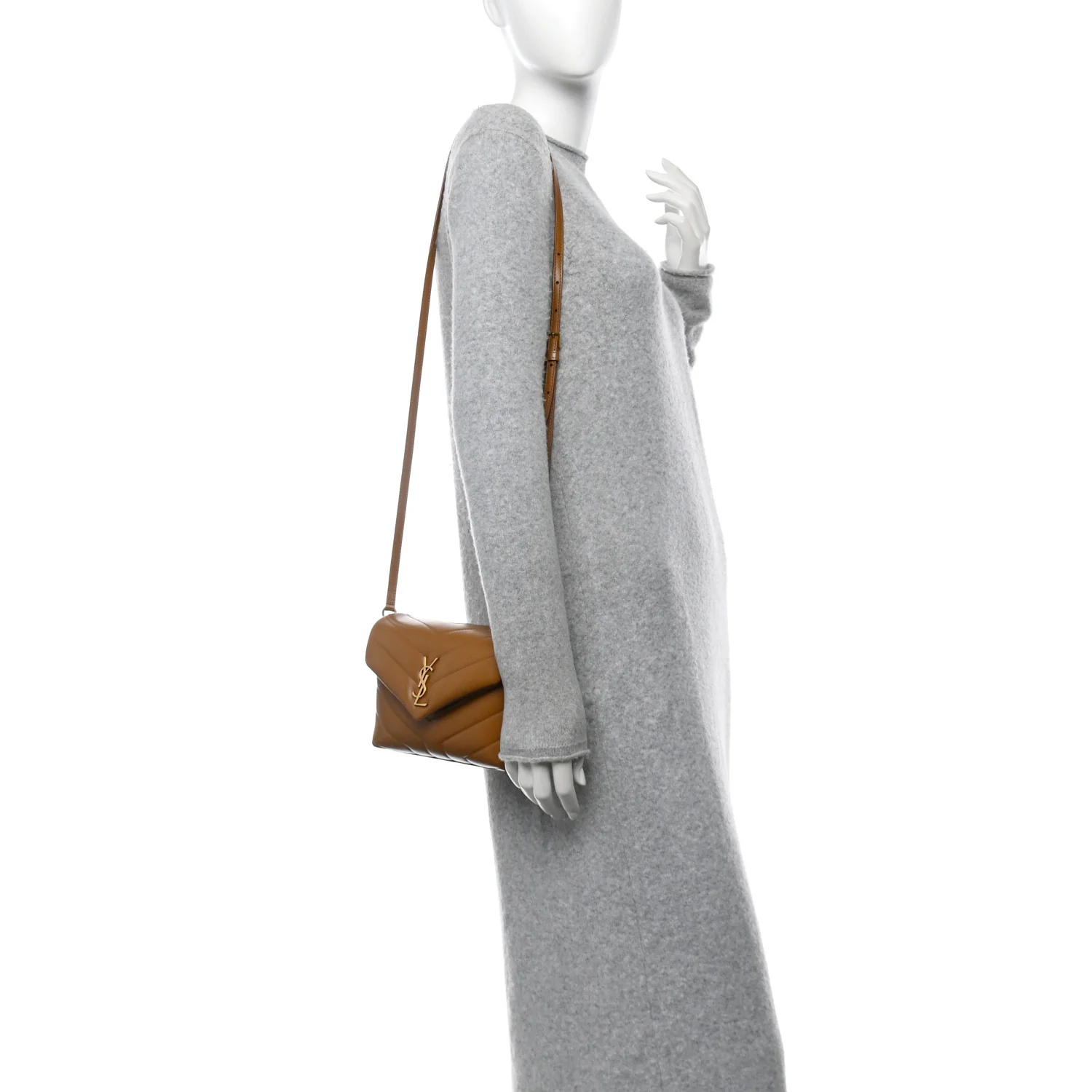 Calfskin Y Quilted Monogram Toy Loulou Crossbody Bag Dark Natural - Image 2