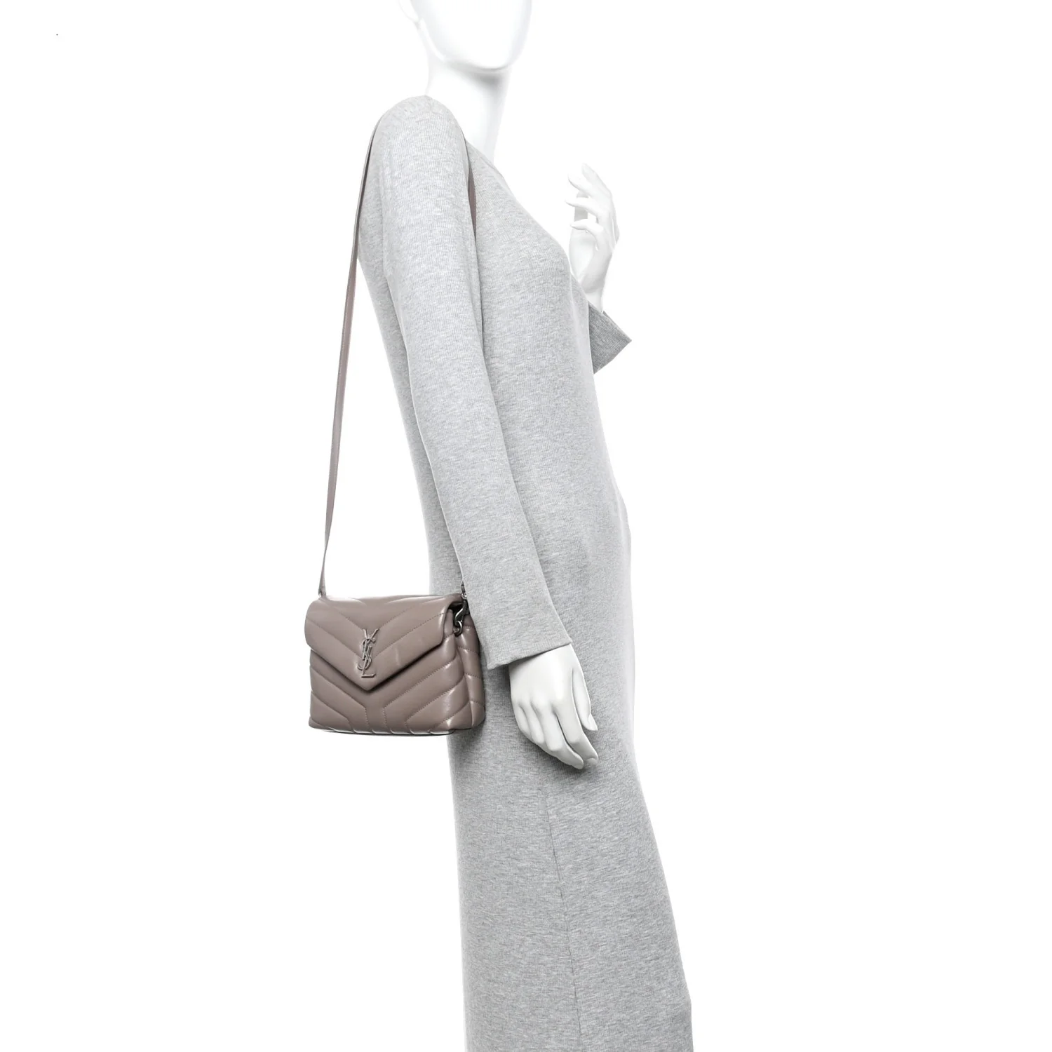 Calfskin Y Quilted Monogram Toy Loulou Crossbody Bag Mink - Image 2