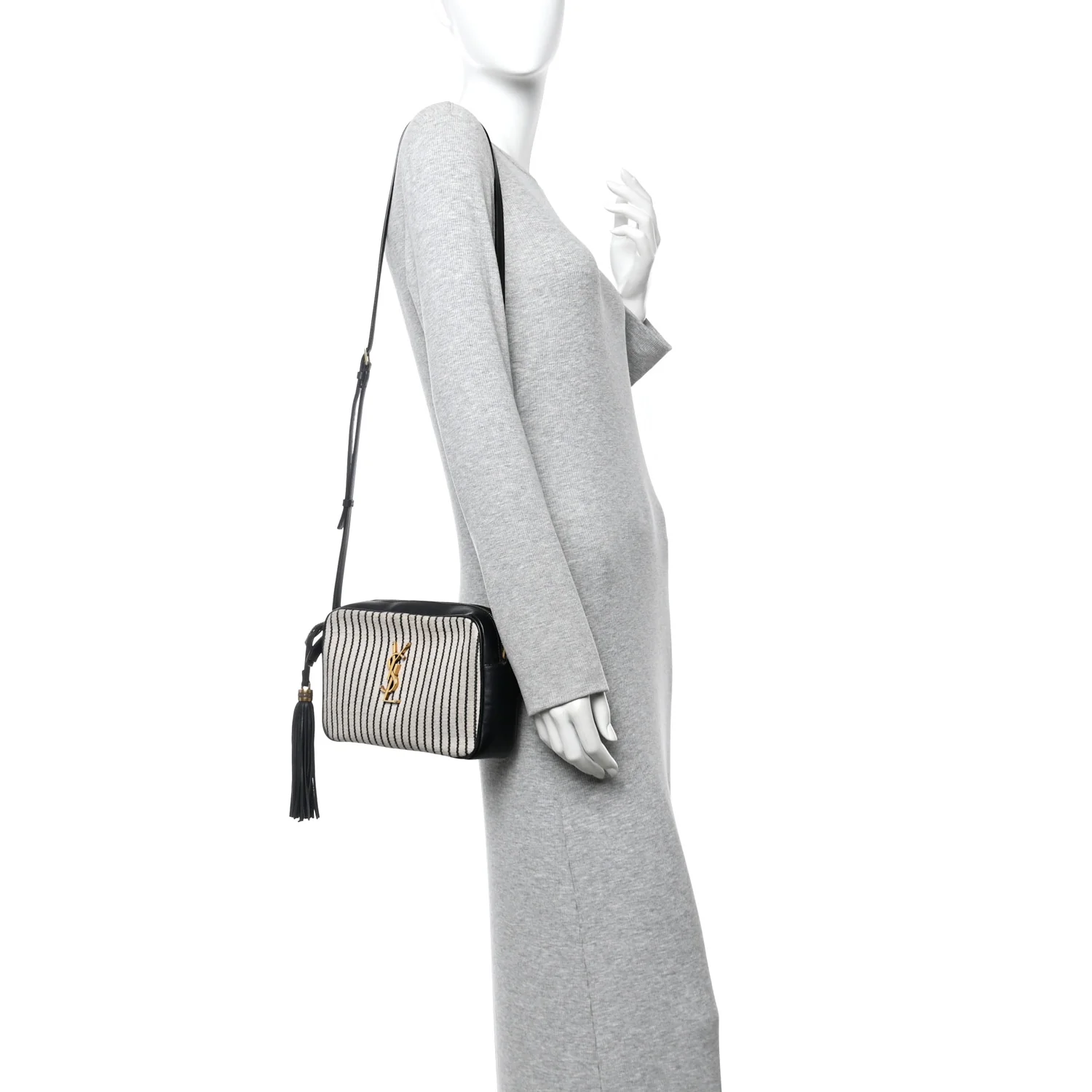 Canvas Calfskin Monogram Lou Camera Bag Black Grey Cream - Image 2
