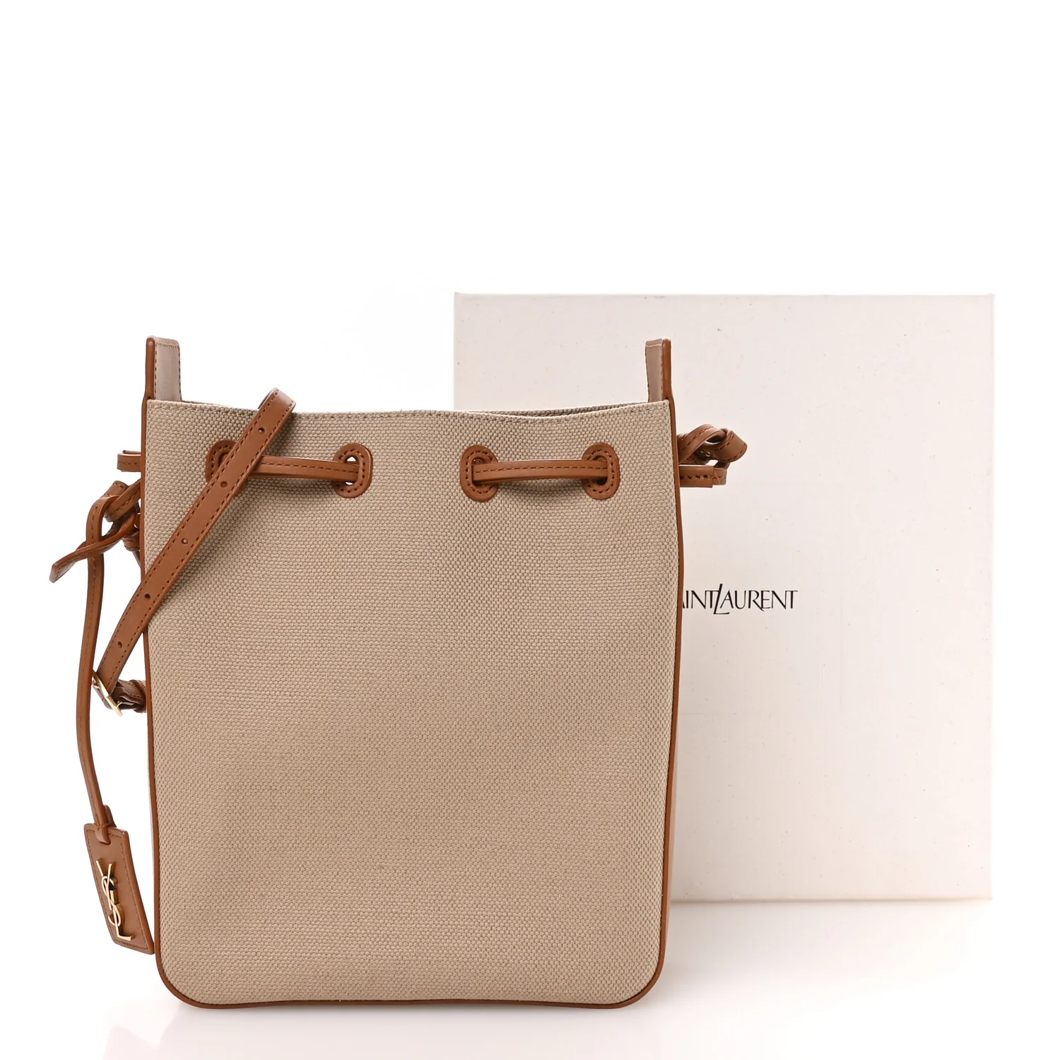 Canvas Calfskin Small Bucket Bag  Desert Dust Brick - Image 11