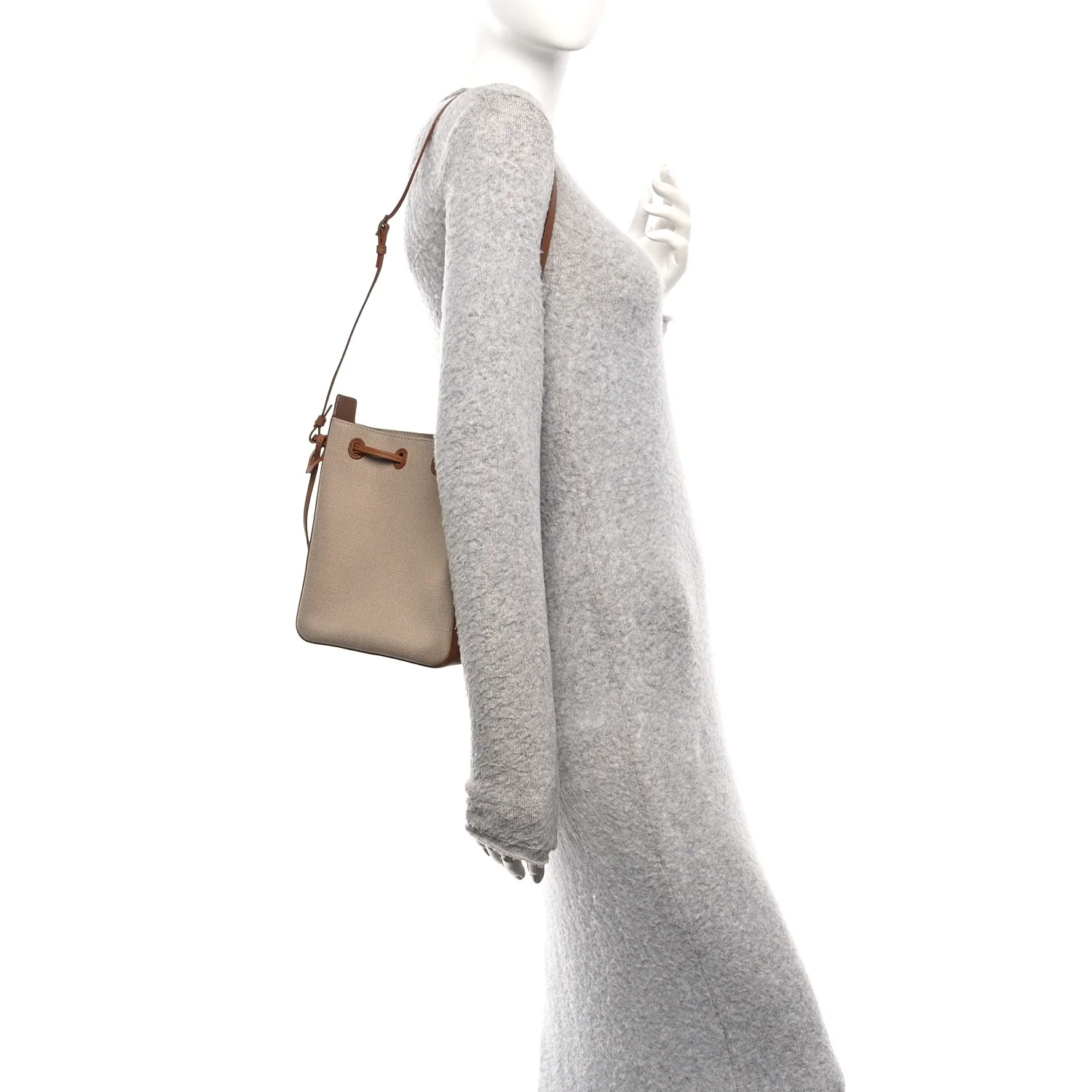 Canvas Calfskin Small Bucket Bag  Desert Dust Brick - Image 3