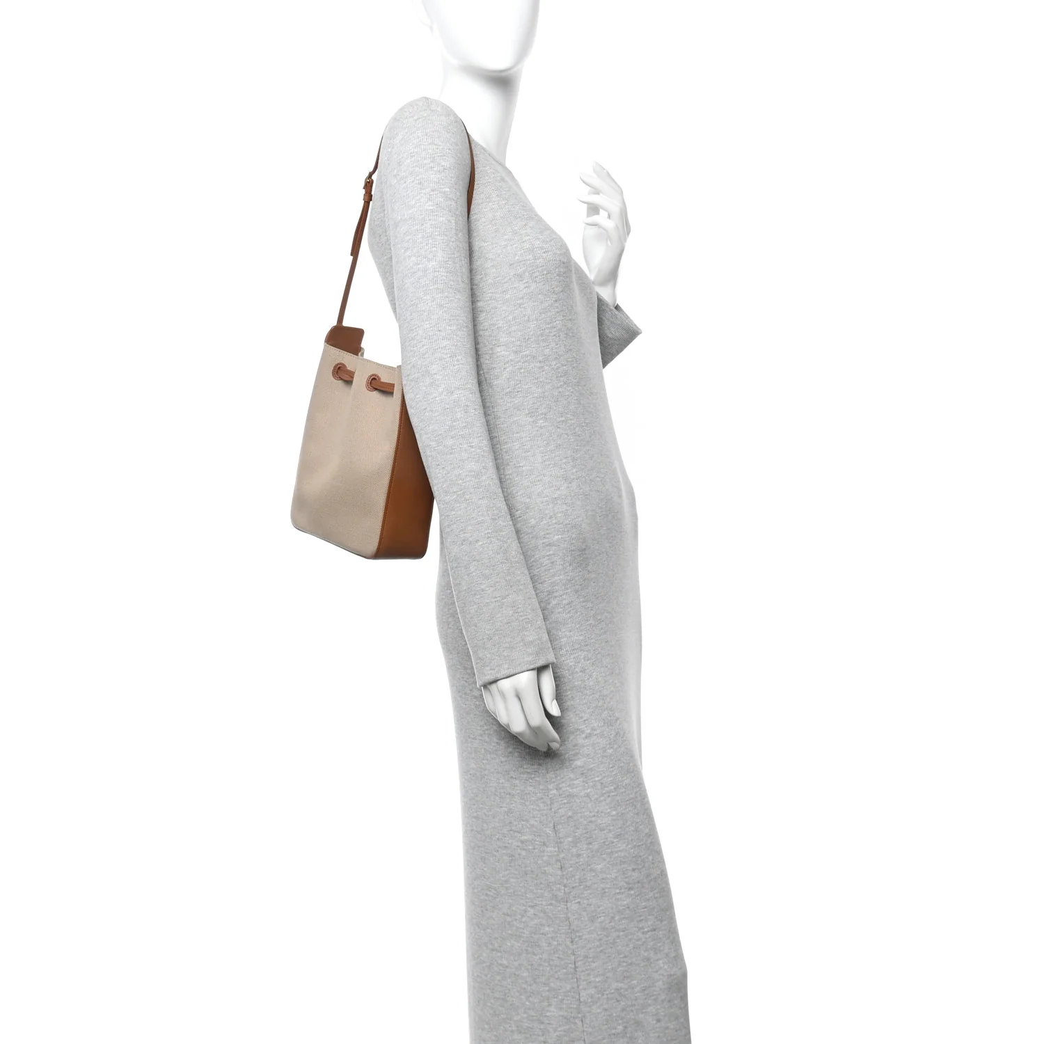 Canvas Calfskin Small Bucket Bag Desert Dust Brick - Image 2