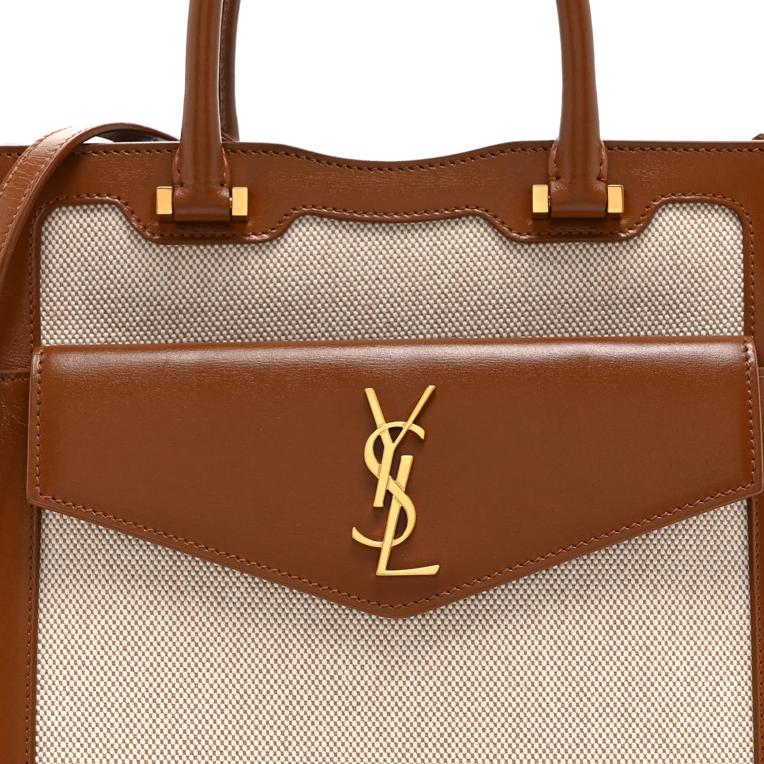 Canvas Calfskin Small Uptown Tote Brown - Image 8