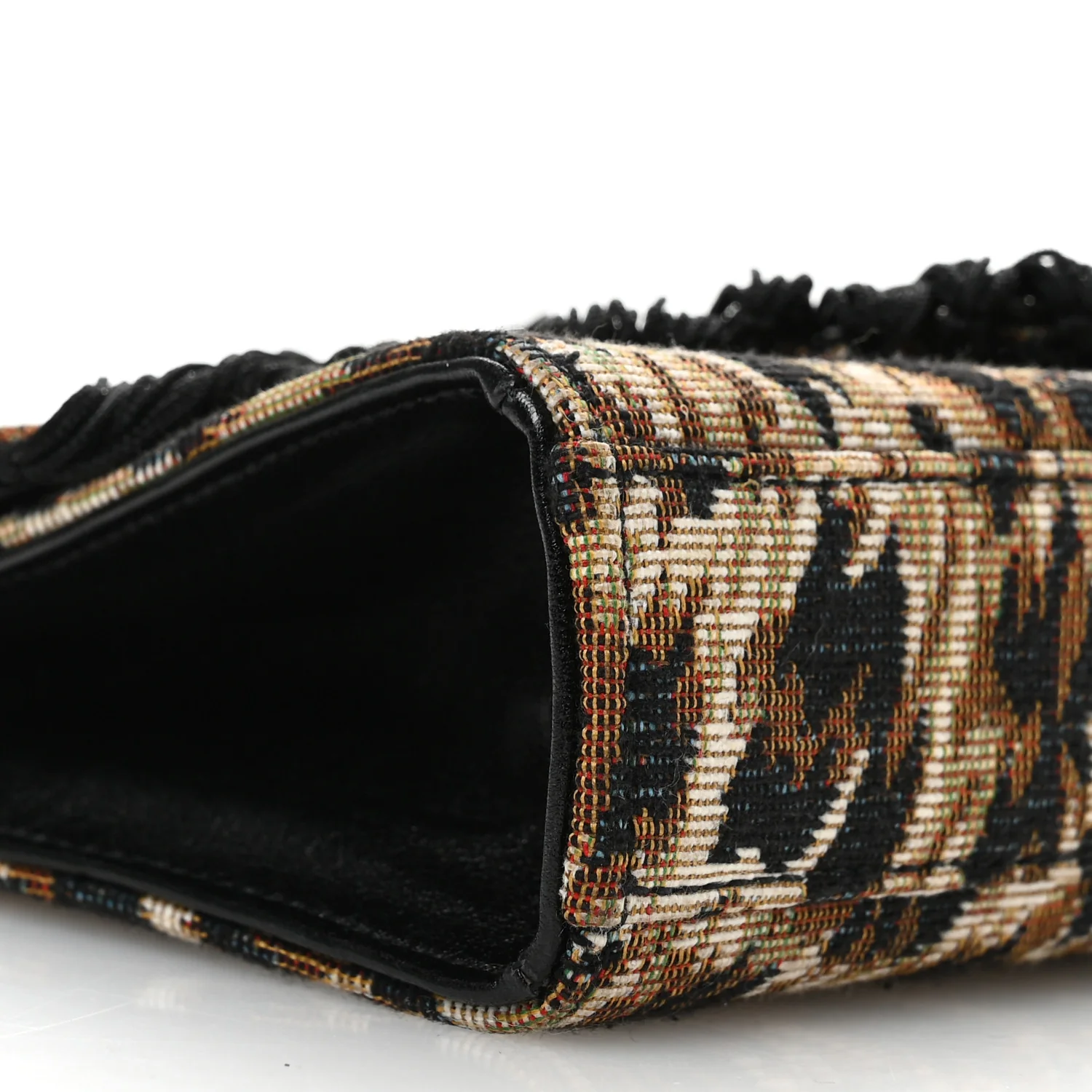 Canvas Leopard Print Fringe Baby Monogram Satchel Black Multicolor - Image 8