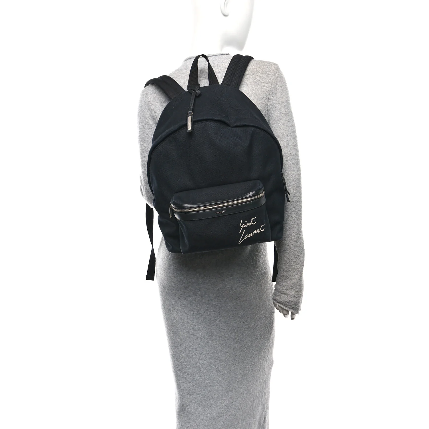 Canvas Signature Embroidered City Backpack Black - Image 3