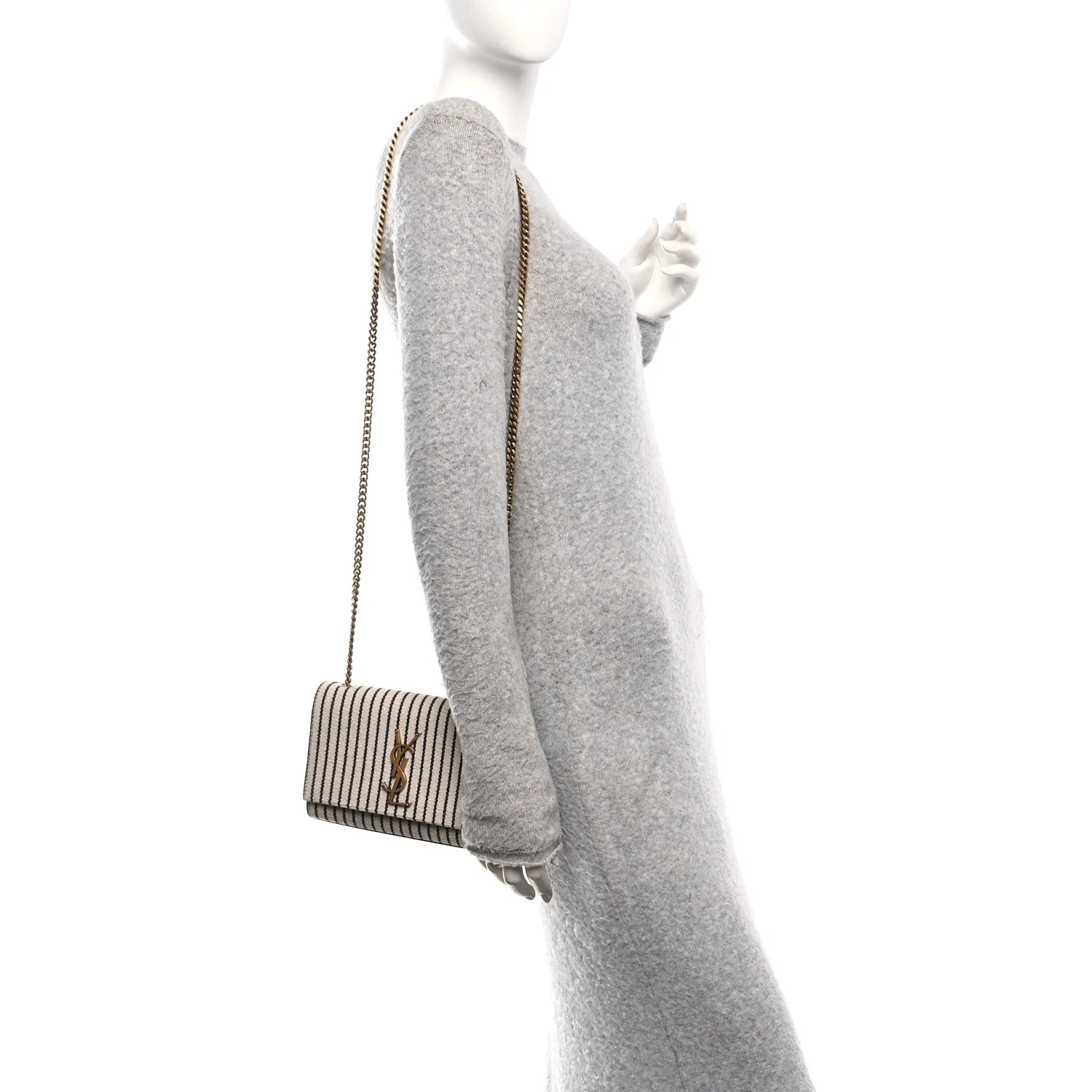 Canvas Small Striped Kate Satchel Grigio Multicolor - Image 2