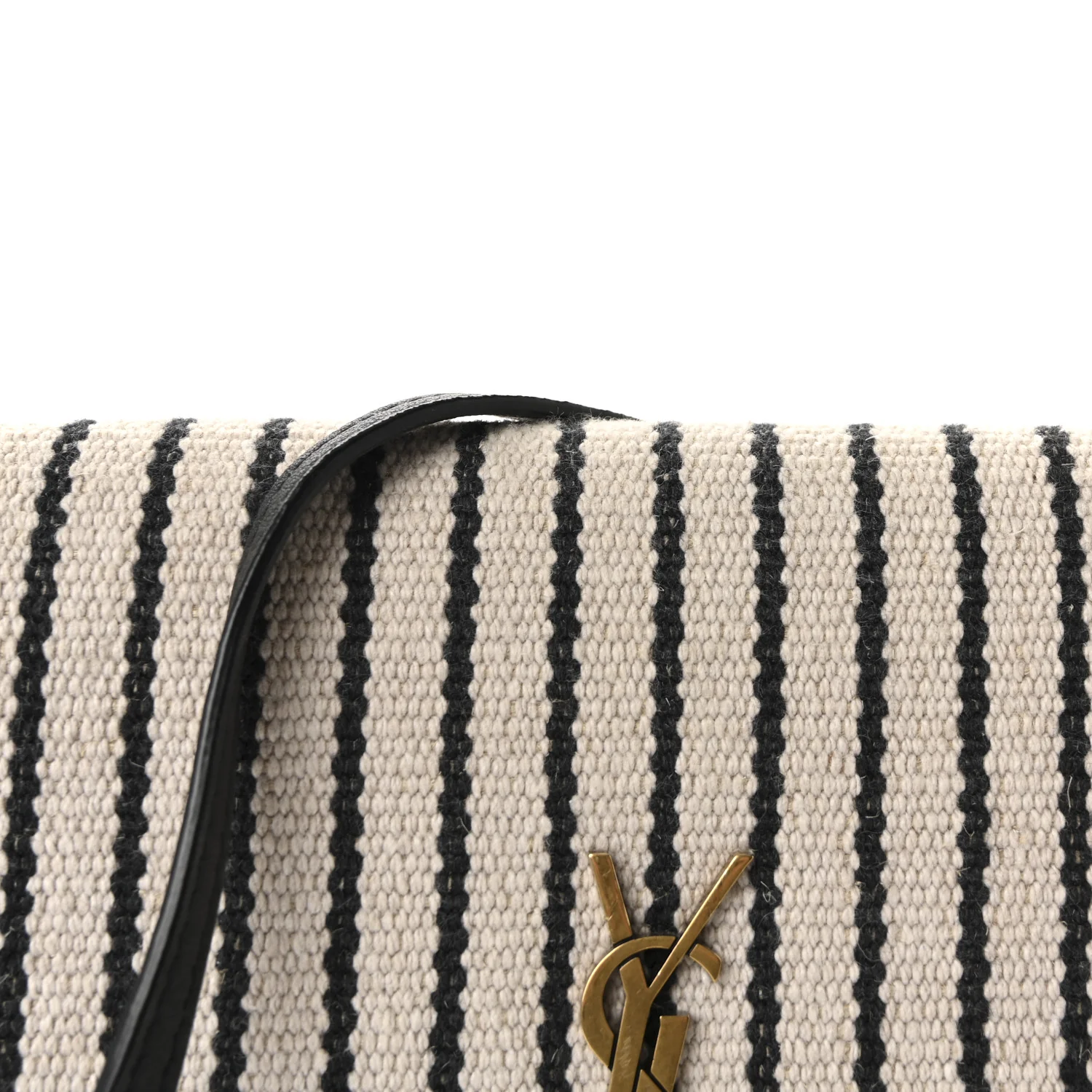 Canvas Striped Phone Holder Crossbody Beige Black - Image 7