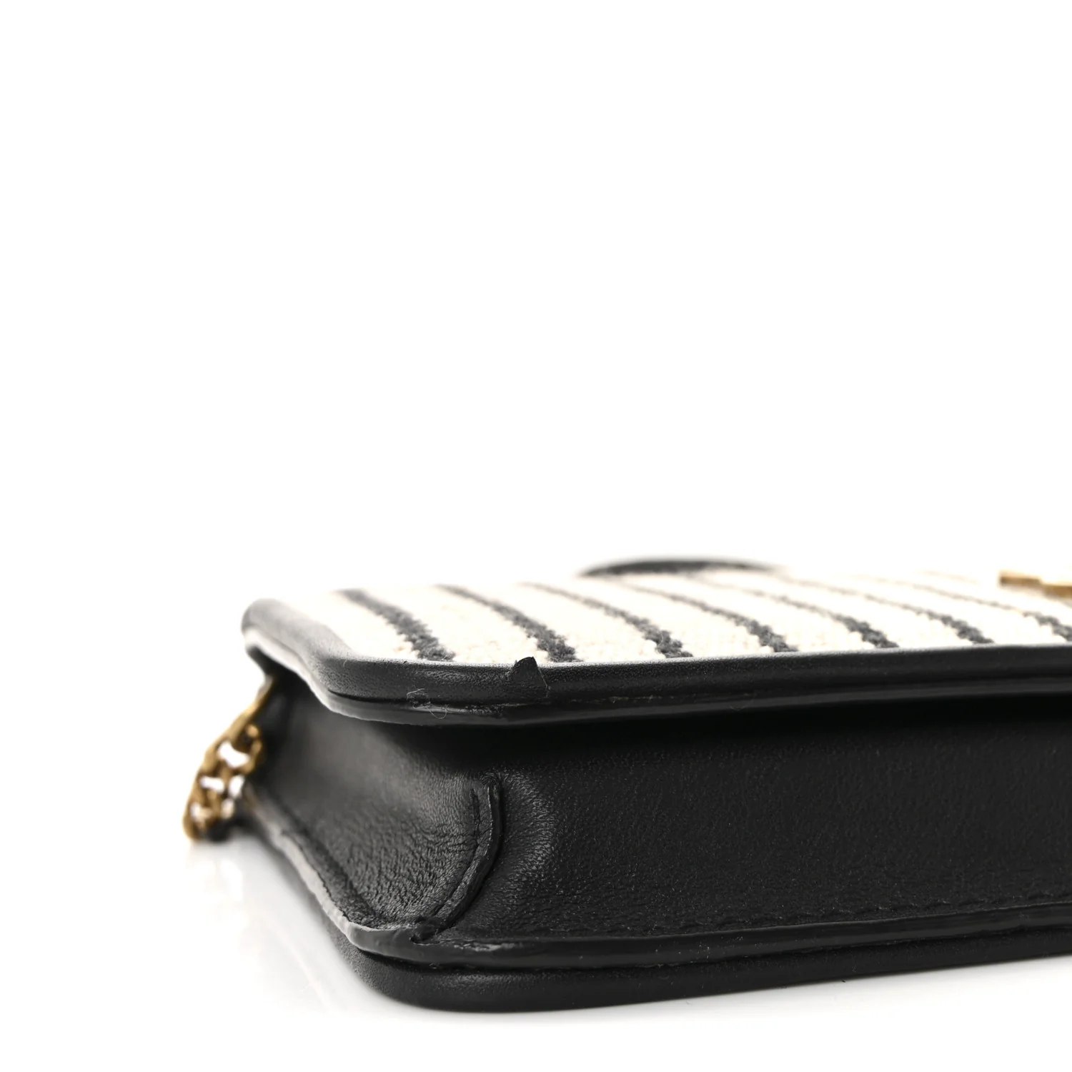 Canvas Striped Phone Holder Crossbody Beige Black - Image 8