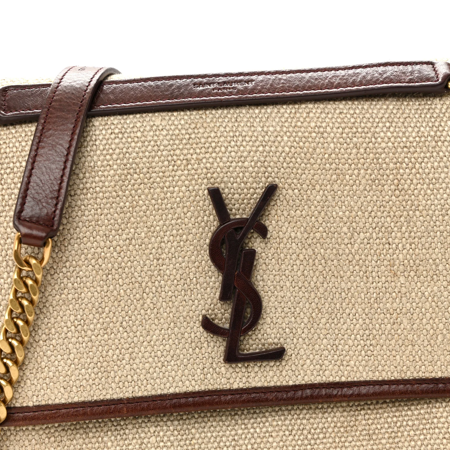 Cotton Canvas Vintage Calfskin Monogram Medium Niki Chain Satchel Natural Chocolate - Image 8