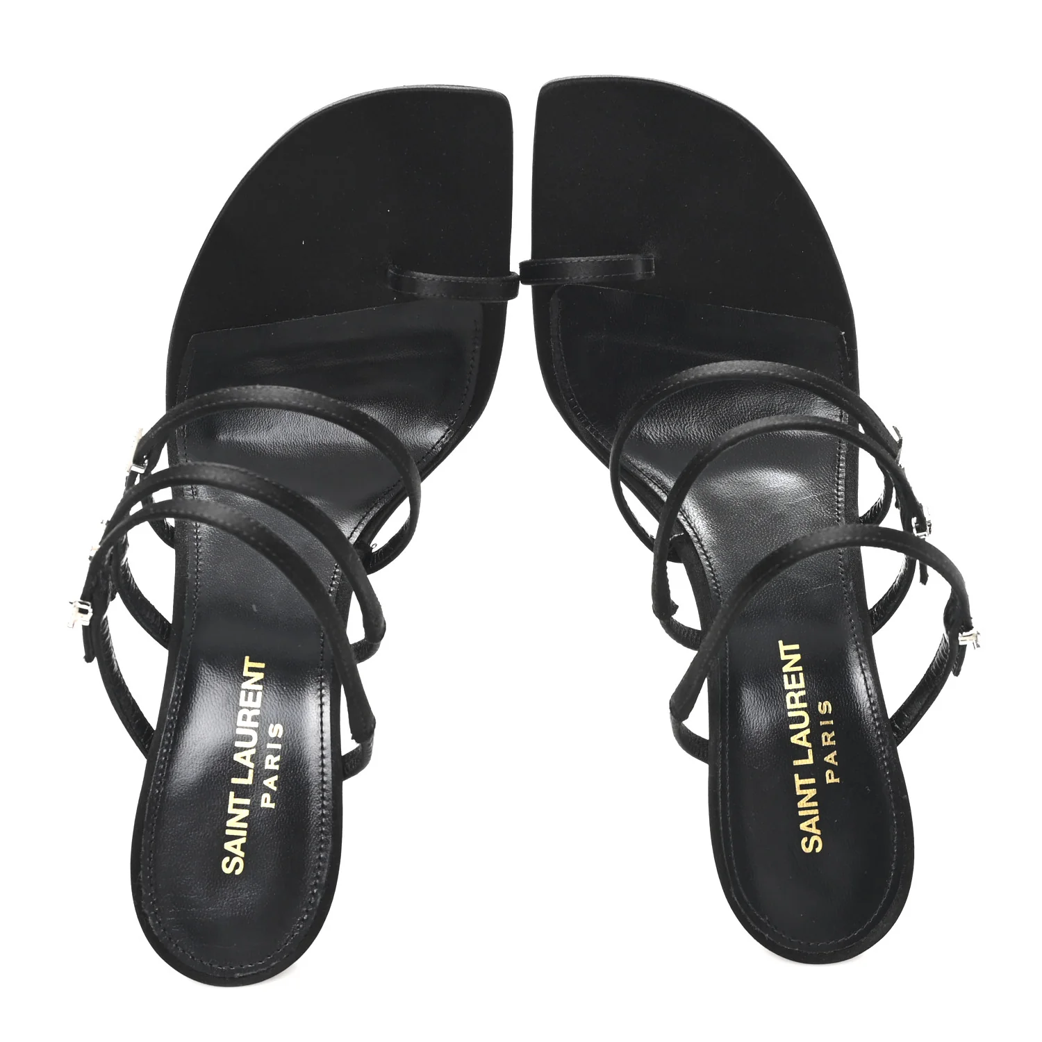 Crepe Satin Crystal Logo Jerry 110 Ankle Strap Sandals 38.5 Black - Image 2