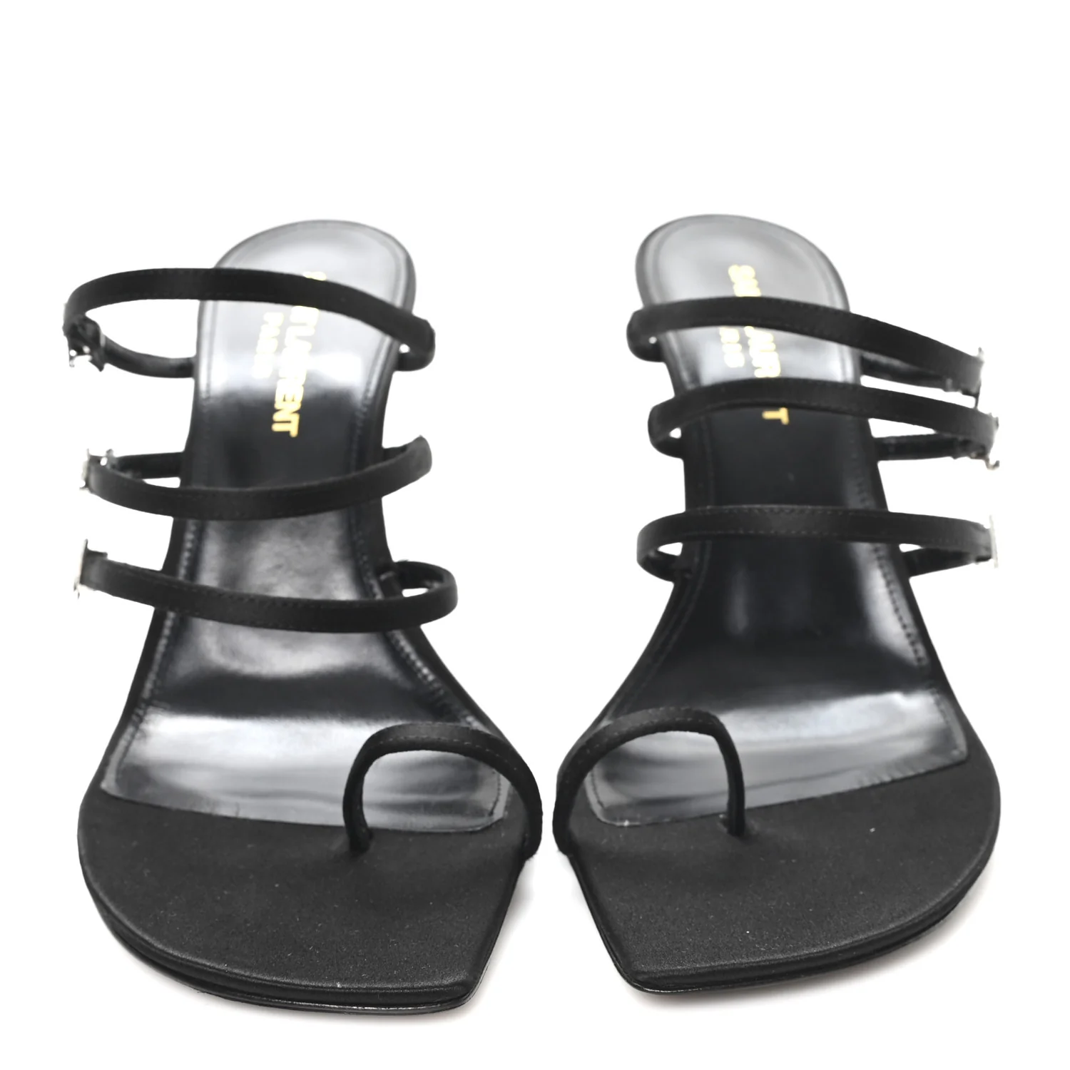 Crepe Satin Crystal Logo Jerry 110 Ankle Strap Sandals 38.5 Black - Image 3