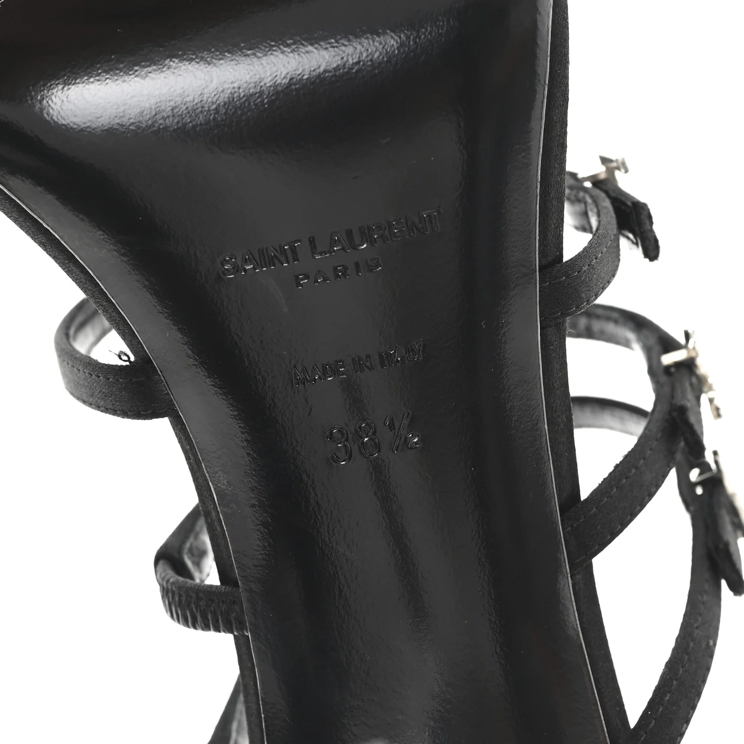 Crepe Satin Crystal Logo Jerry 110 Ankle Strap Sandals 38.5 Black - Image 7