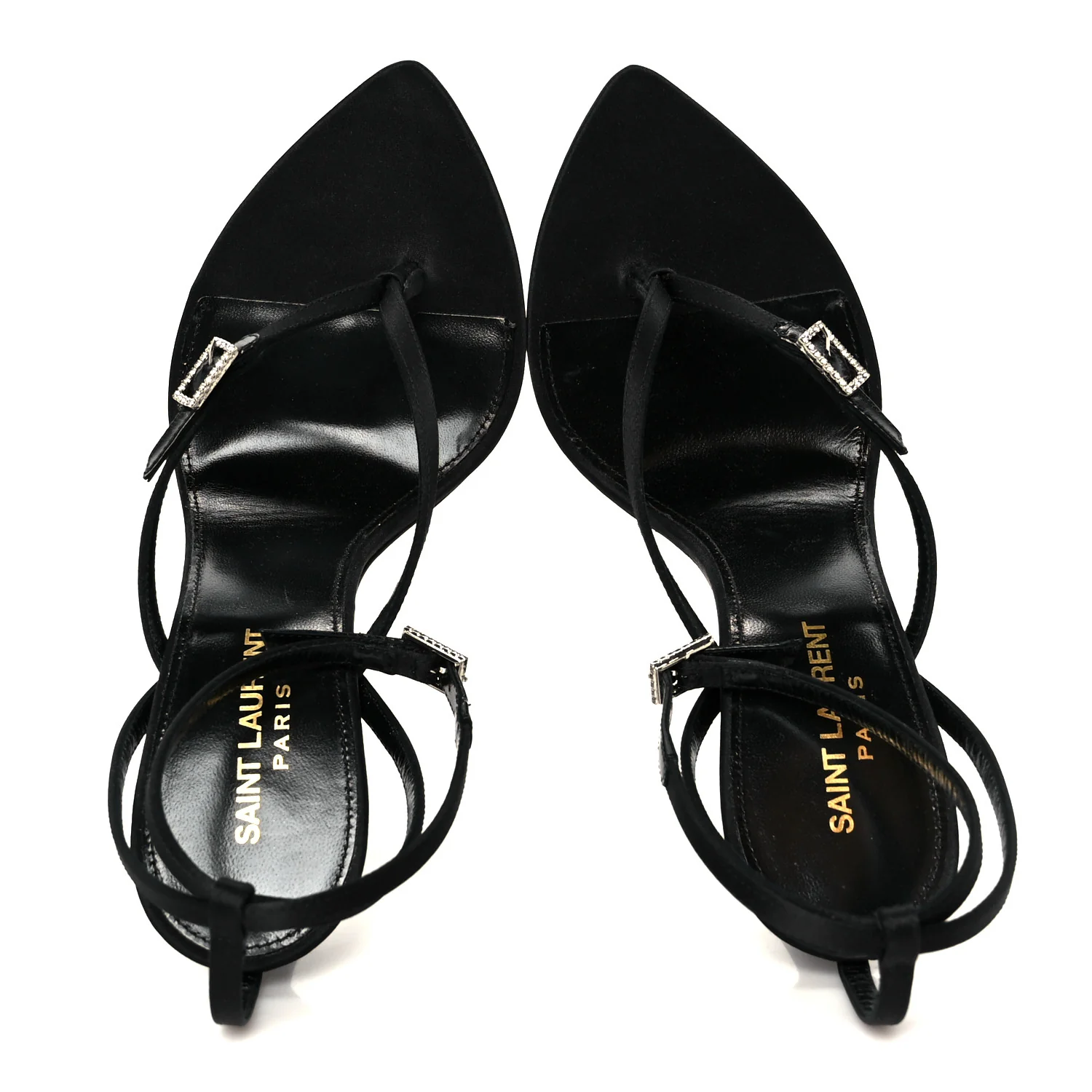Crepe Satin Crystal Nadja 105 Ankle Strap Sandals 37 Black - Image 2