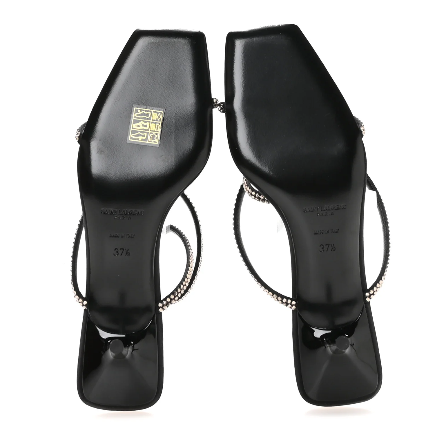 Crepe Satin Strass Baliqua 55 Ankle Strap Sandals 37.5 Black Greige - Image 6