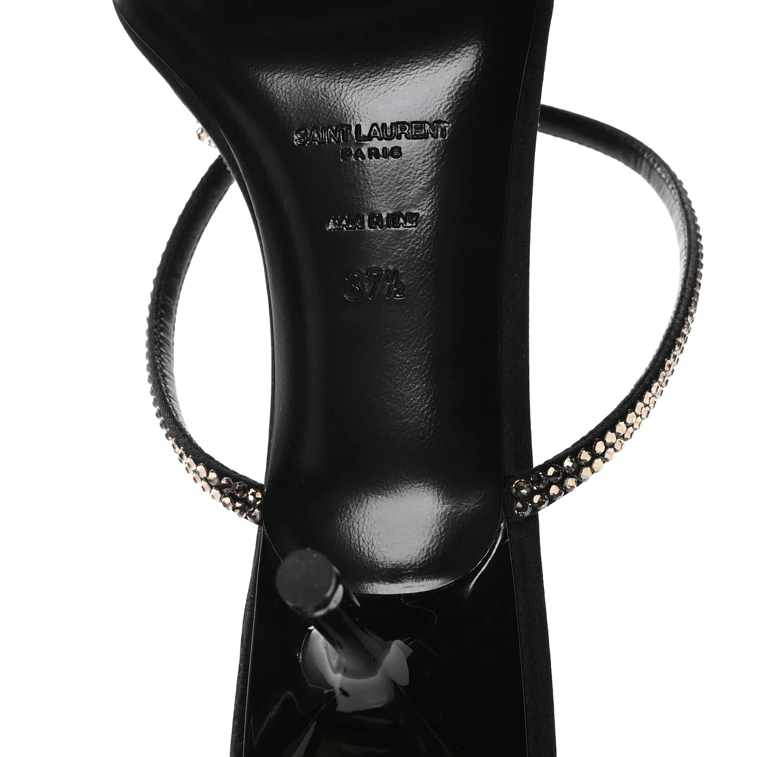 Crepe Satin Strass Baliqua 55 Ankle Strap Sandals 37.5 Black Greige - Image 7