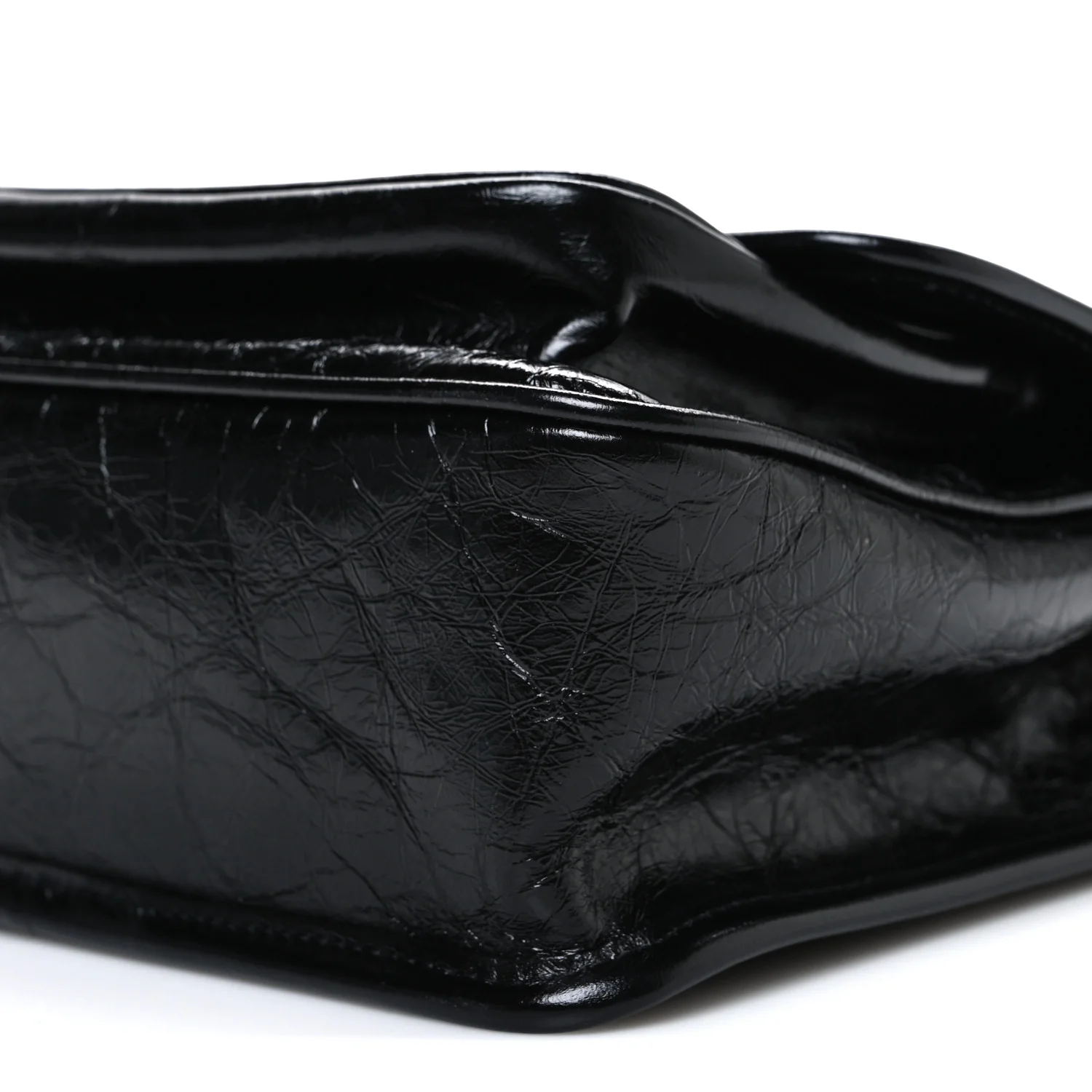 Crinkled Calfskin Matelasse Monogram Baby Niki Chain Satchel Black - Image 10