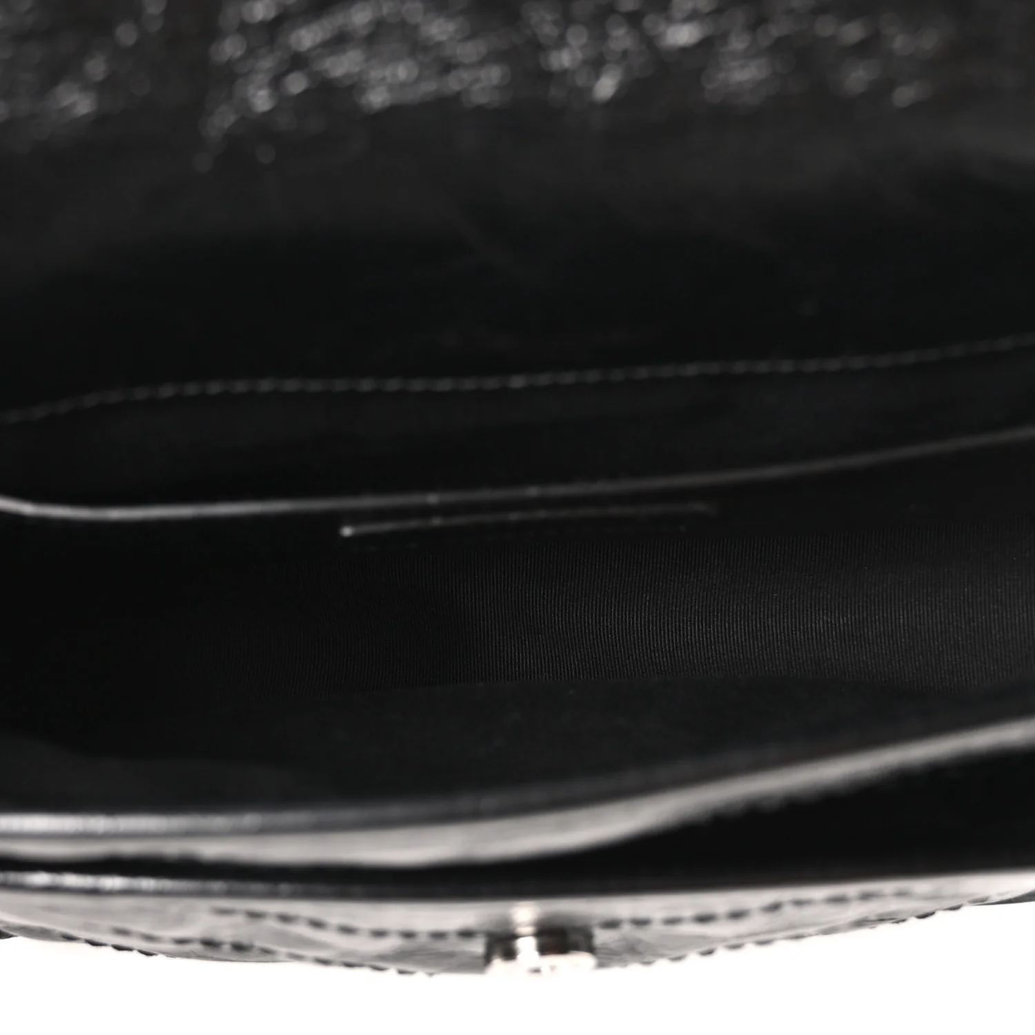 Crinkled Calfskin Matelasse Monogram Baby Niki Chain Satchel Black - Image 5