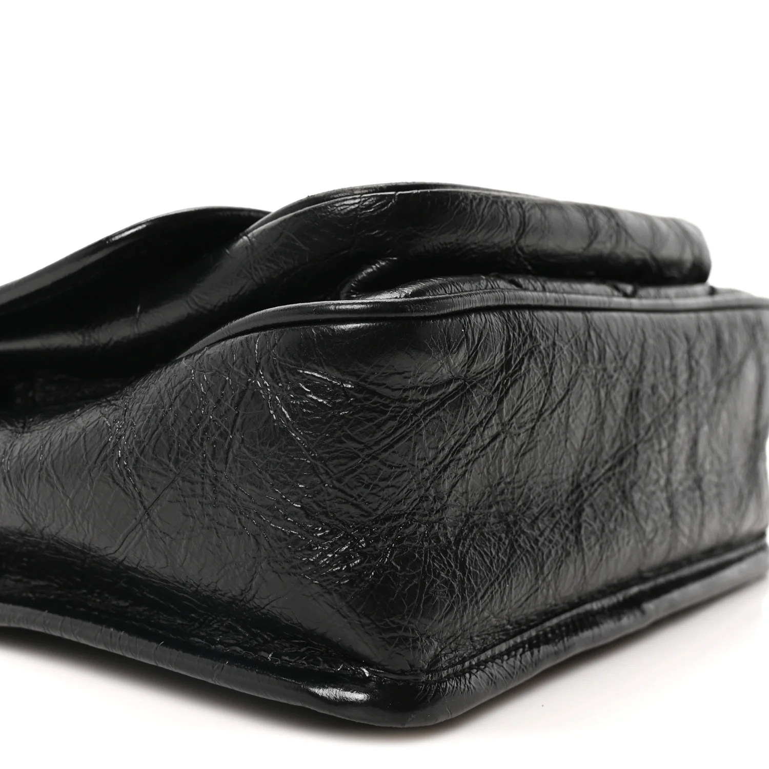 Crinkled Calfskin Matelasse Monogram Baby Niki Chain Satchel Black - Image 9