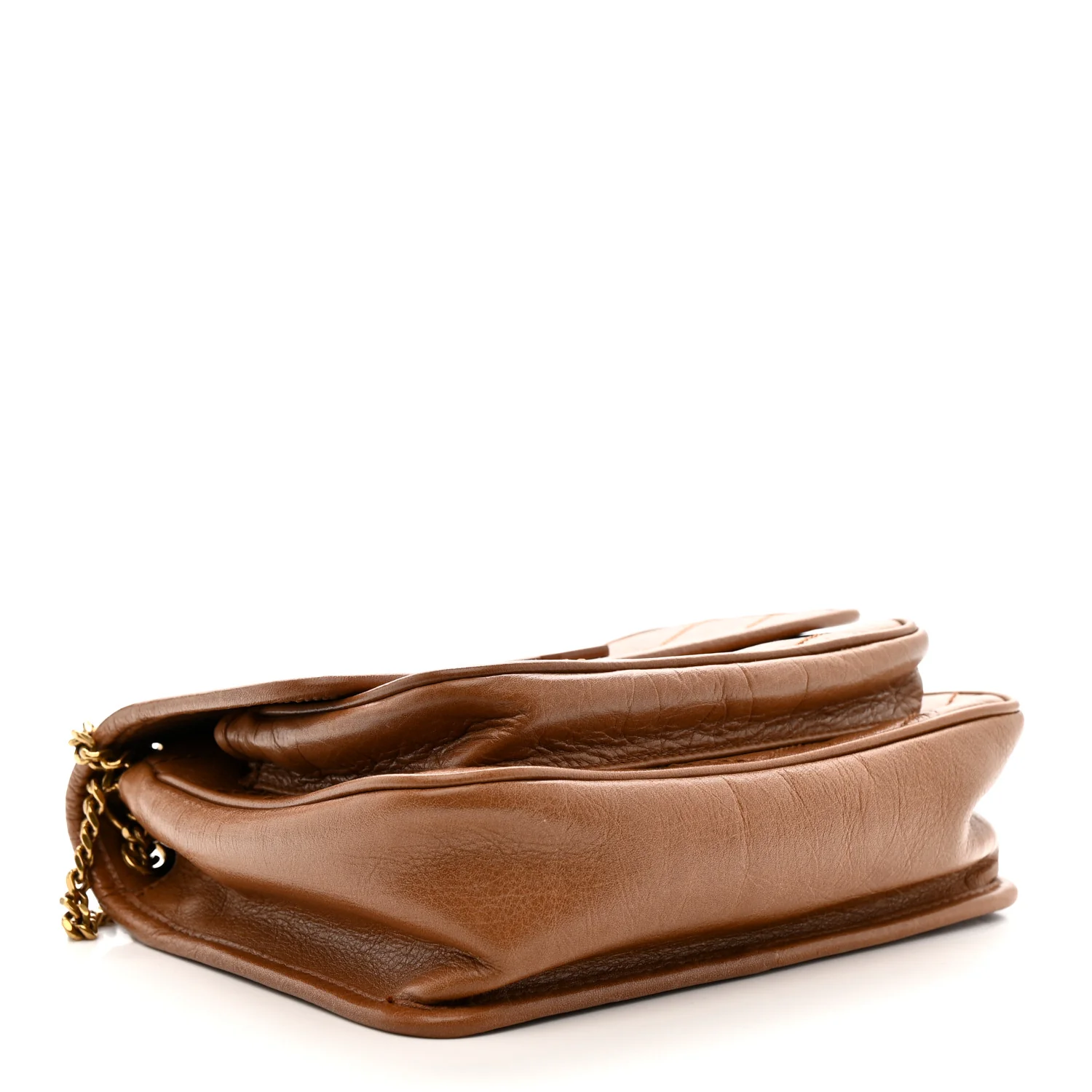 Crinkled Calfskin Matelasse Monogram Baby Niki Chain Satchel Light Caramel - Image 4
