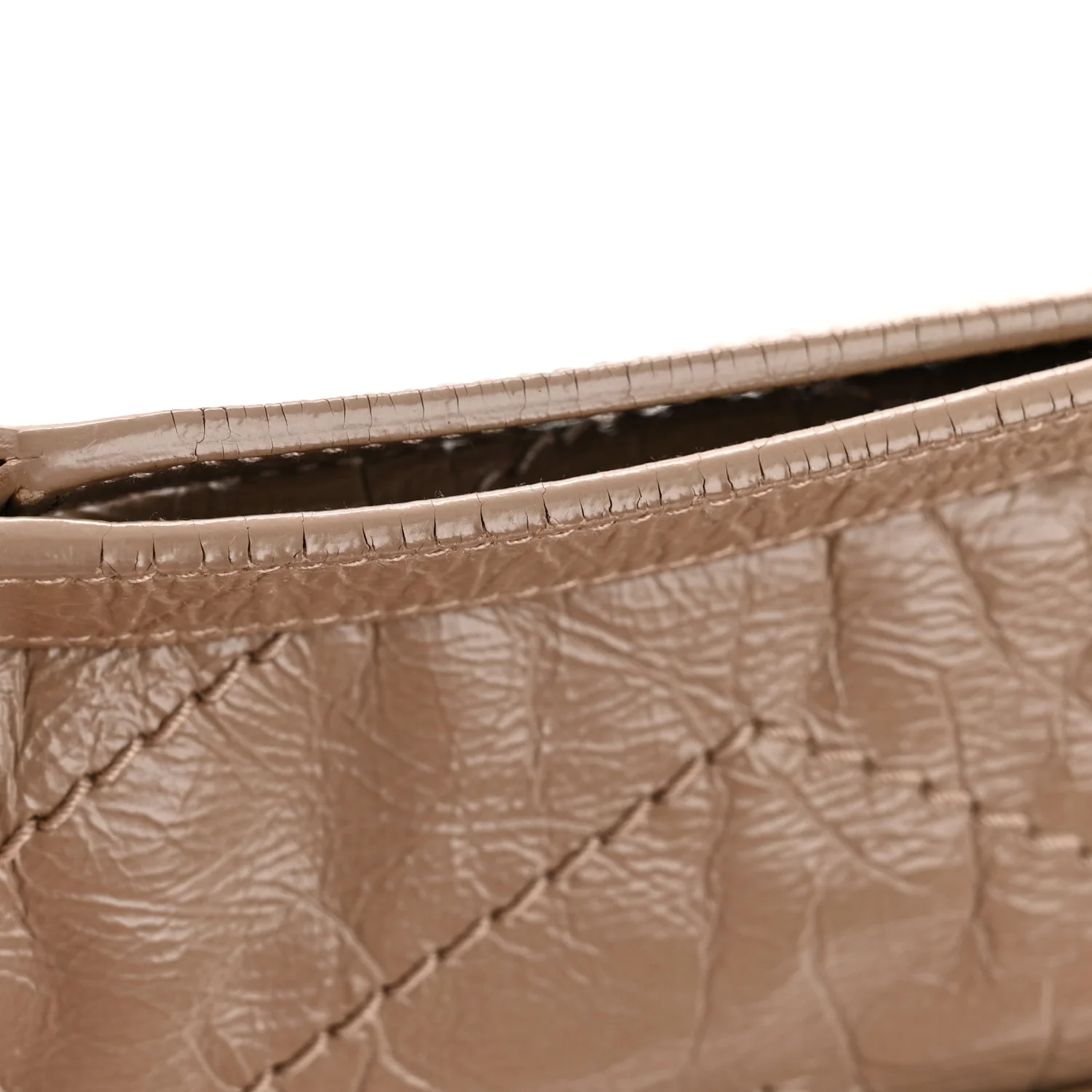 Crinkled Calfskin Matelasse Monogram Baby Niki Chain Satchel Light Taupe - Image 13