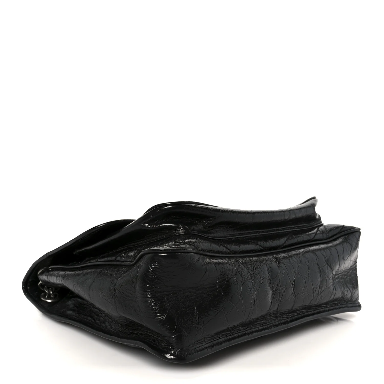 Crinkled Calfskin Matelasse Monogram Large Niki Chain Satchel Black - Image 4