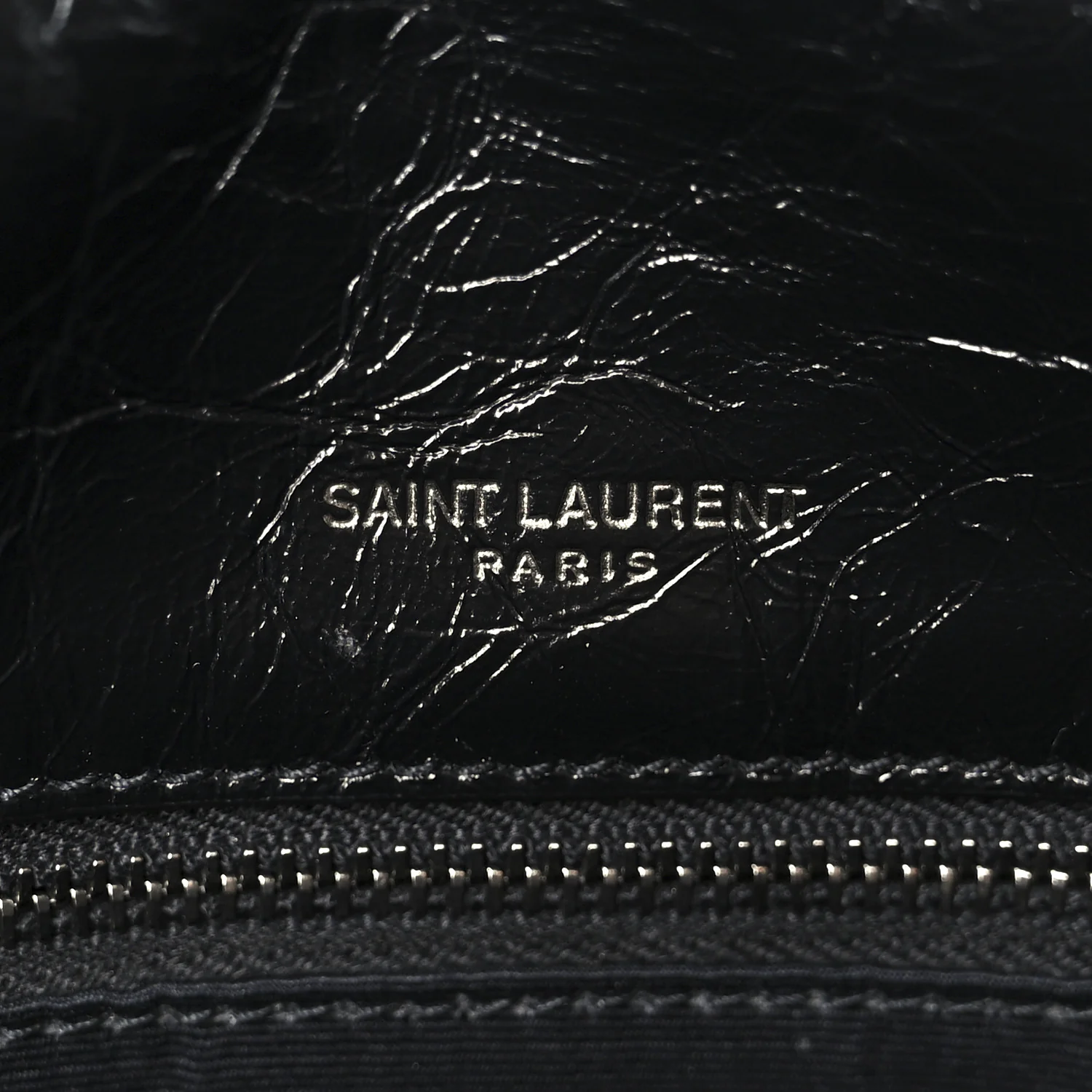 Crinkled Calfskin Matelasse Monogram Large Niki Chain Satchel Black - Image 7