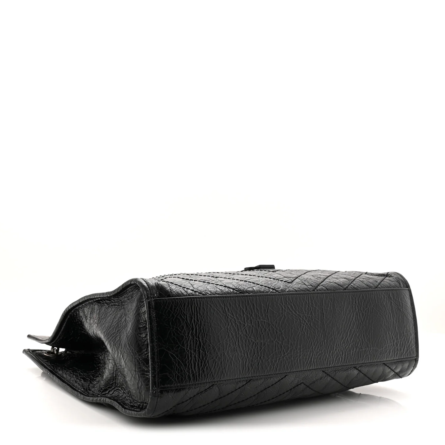 Crinkled Calfskin Matelasse Monogram Large Niki Shopper Tote  Black - Image 4