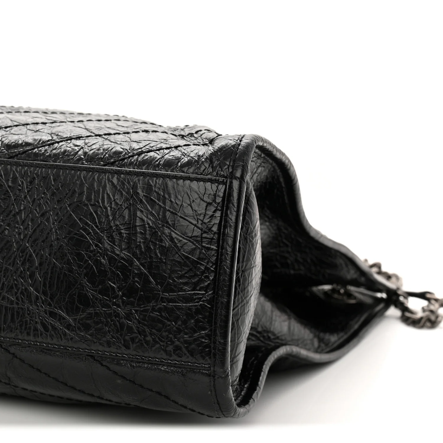 Crinkled Calfskin Matelasse Monogram Large Niki Shopper Tote  Black - Image 9