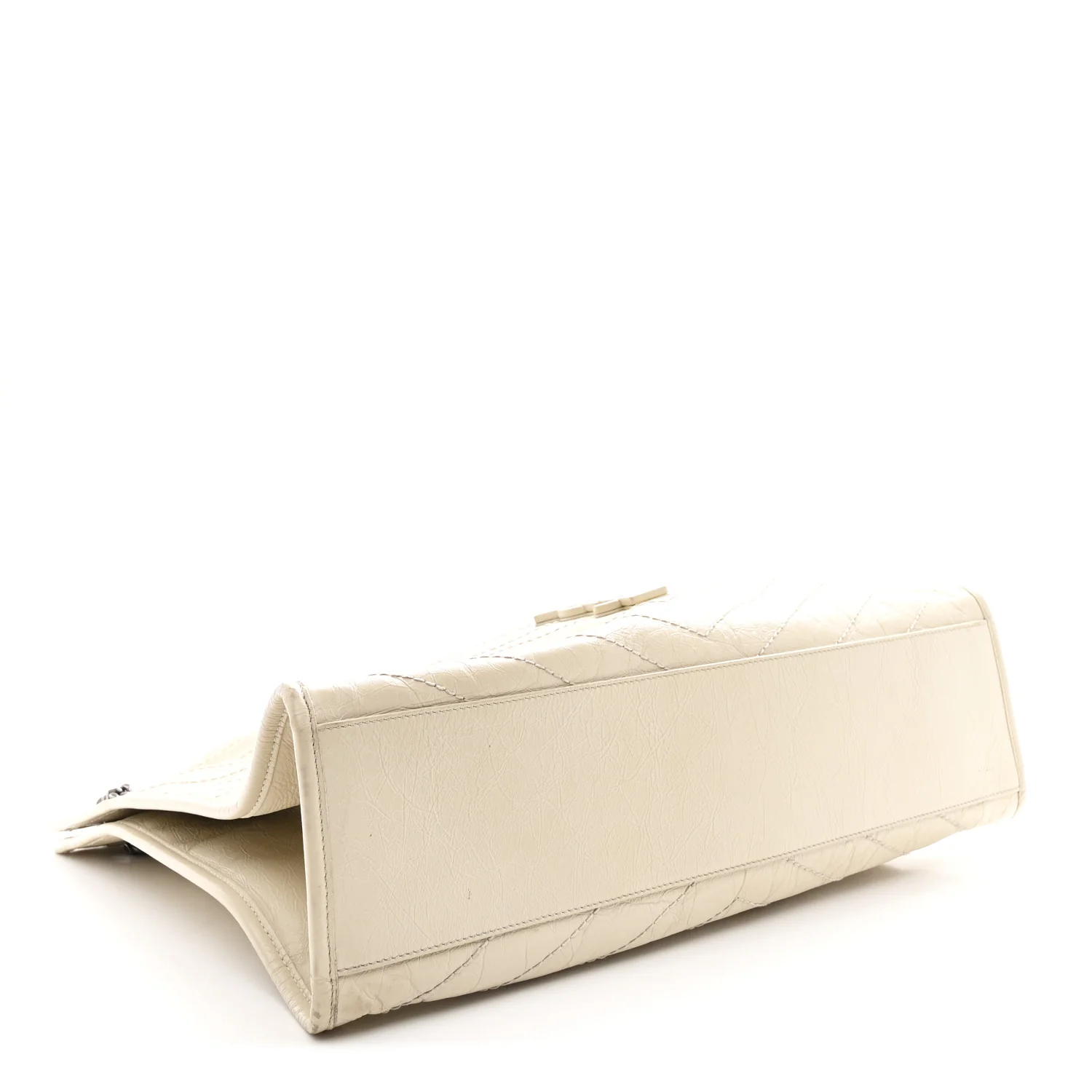 Crinkled Calfskin Matelasse Monogram Large Niki Shopper Tote Cream Soft - Image 4