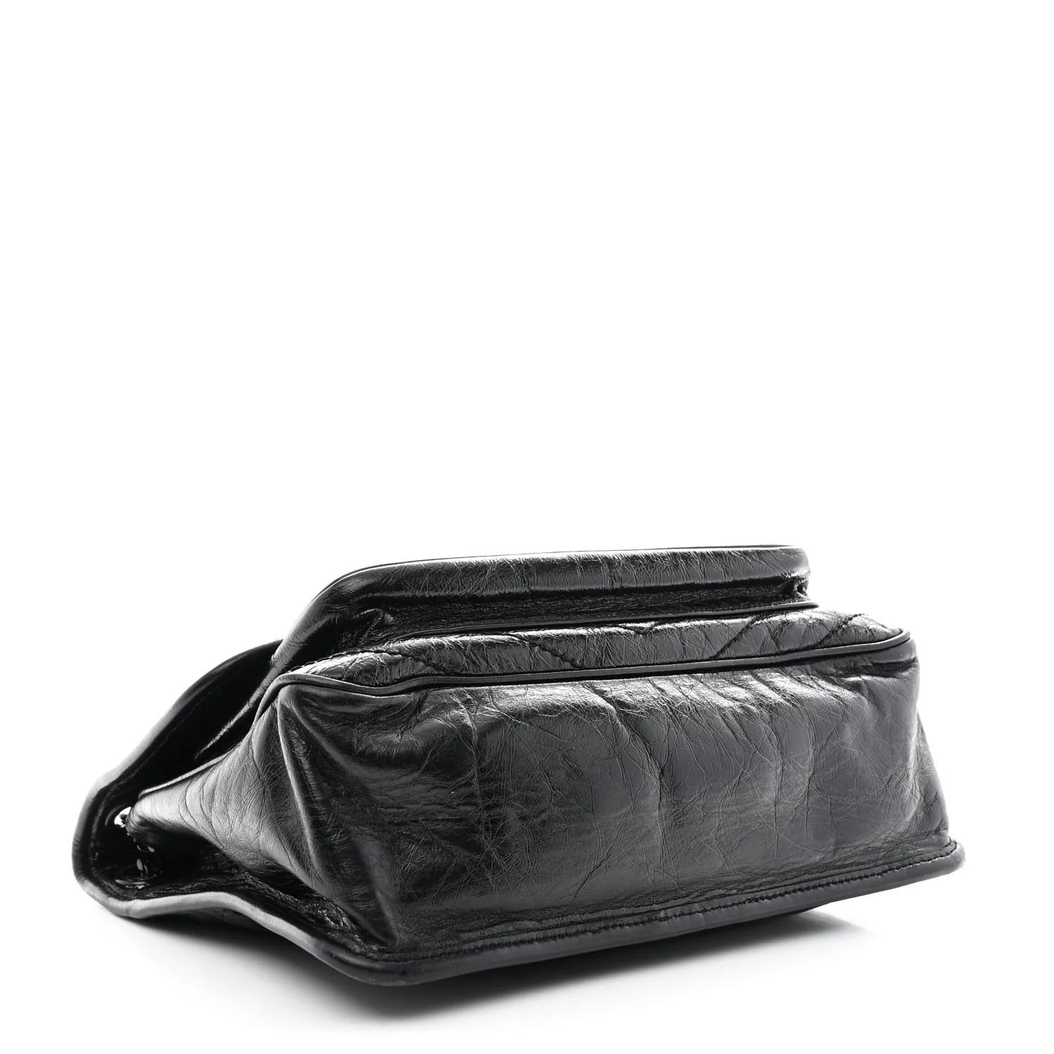 Crinkled Calfskin Matelasse Monogram Medium Niki Chain Satchel Black - Image 4