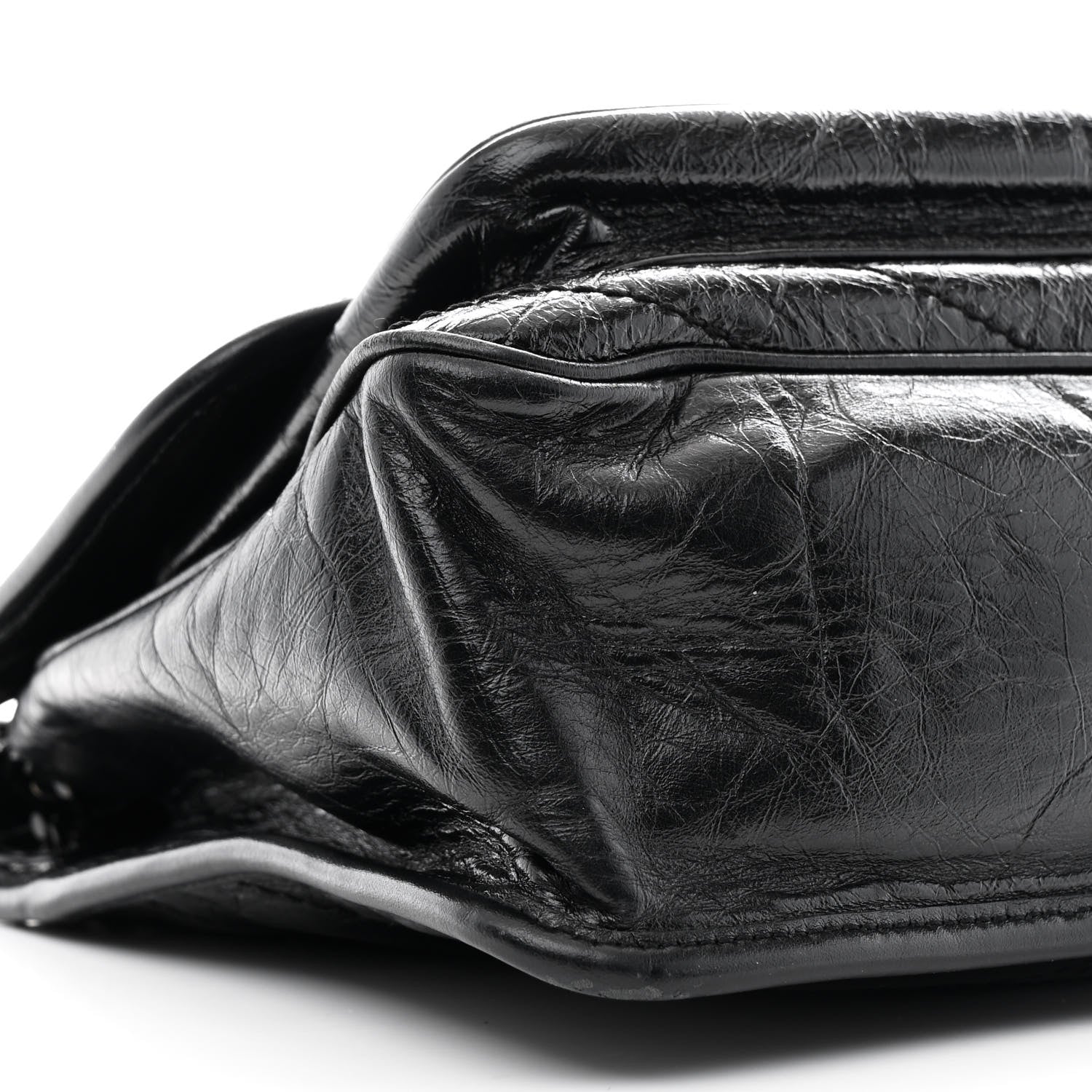 Crinkled Calfskin Matelasse Monogram Medium Niki Chain Satchel Black - Image 9