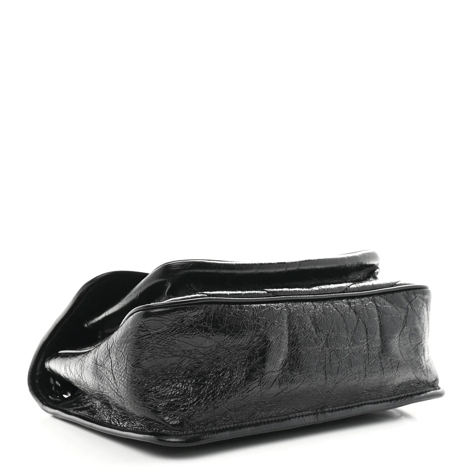 Crinkled Calfskin Matelasse Monogram Medium Niki Chain Satchel Black - Image 4