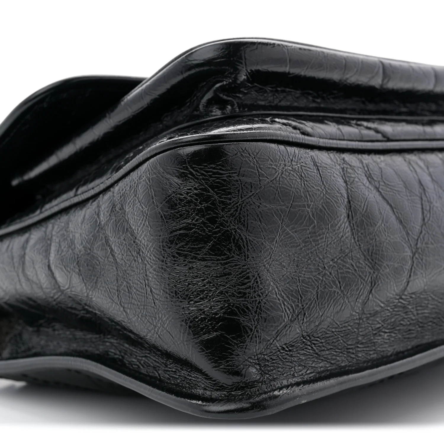 Crinkled Calfskin Matelasse Monogram Medium Niki Chain Satchel Black - Image 16