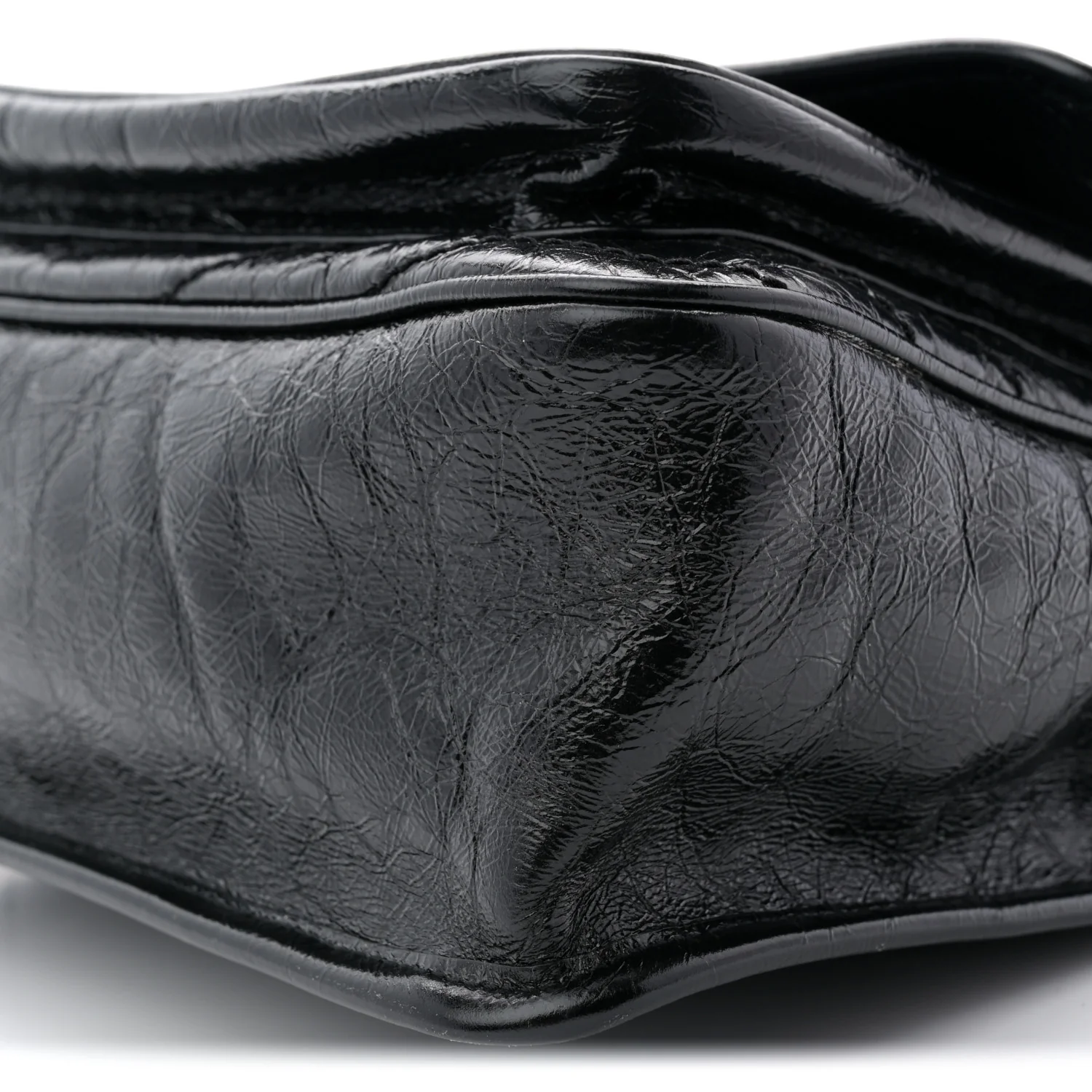 Crinkled Calfskin Matelasse Monogram Medium Niki Chain Satchel Black - Image 19