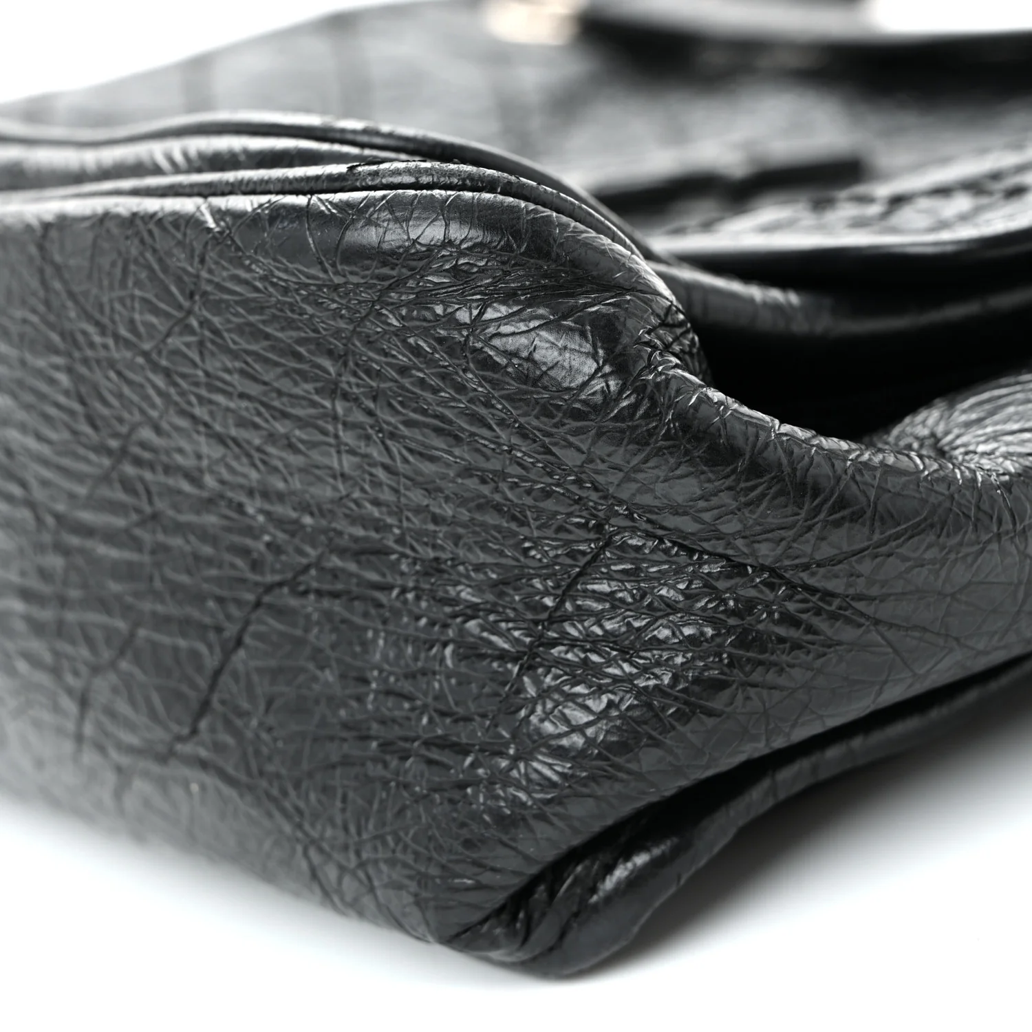 Crinkled Calfskin Matelasse Monogram Medium Niki Chain Satchel Black - Image 10
