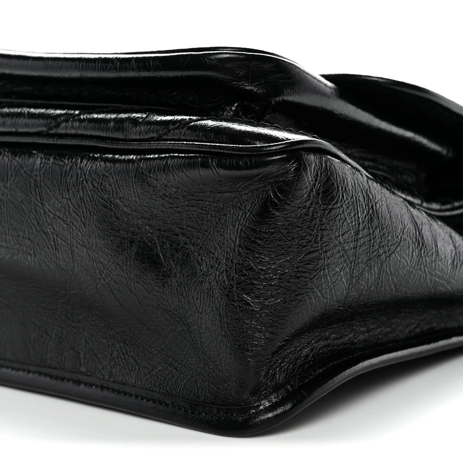 Crinkled Calfskin Matelasse Monogram Medium Niki Chain Satchel Black - Image 10