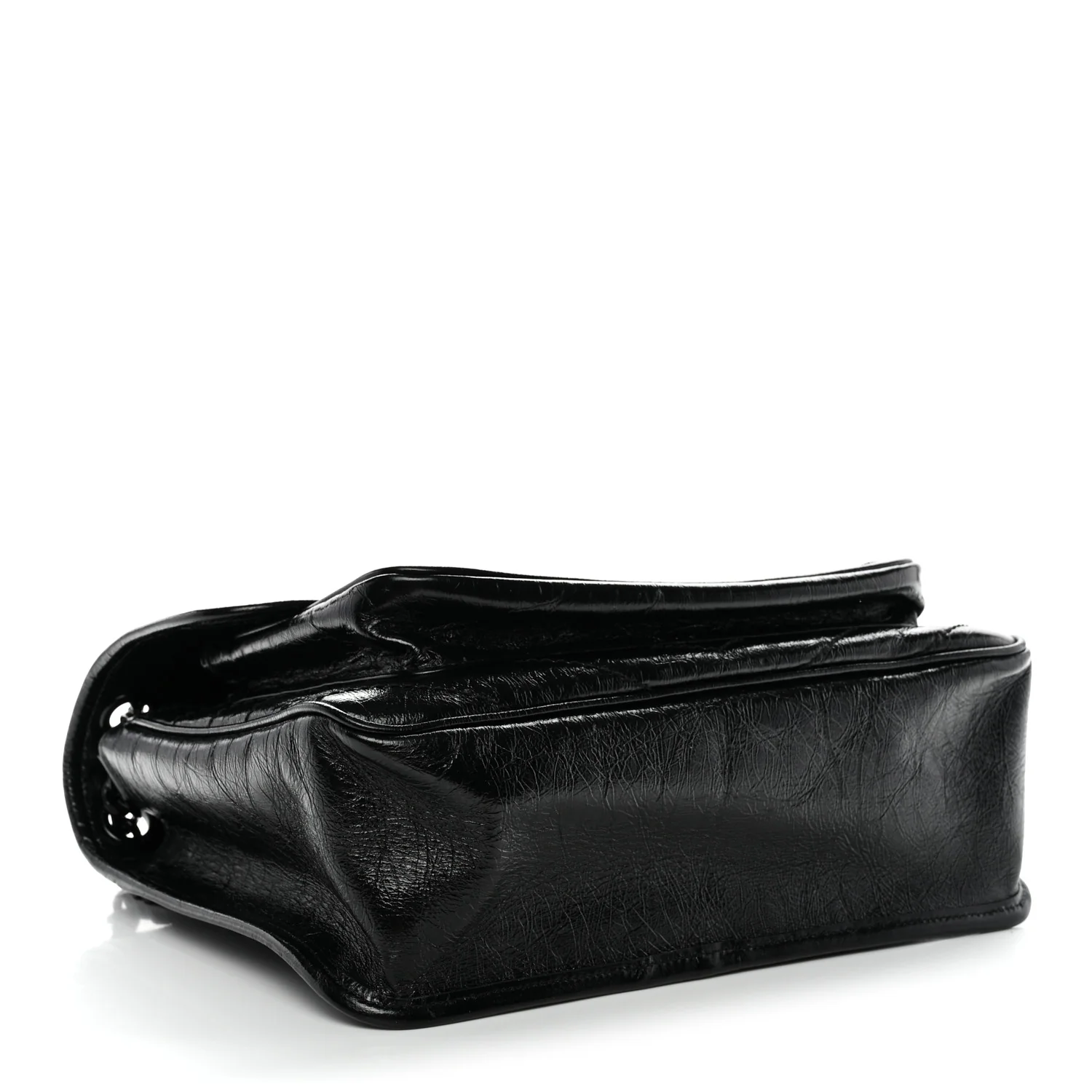 Crinkled Calfskin Matelasse Monogram Medium Niki Chain Satchel Black - Image 4