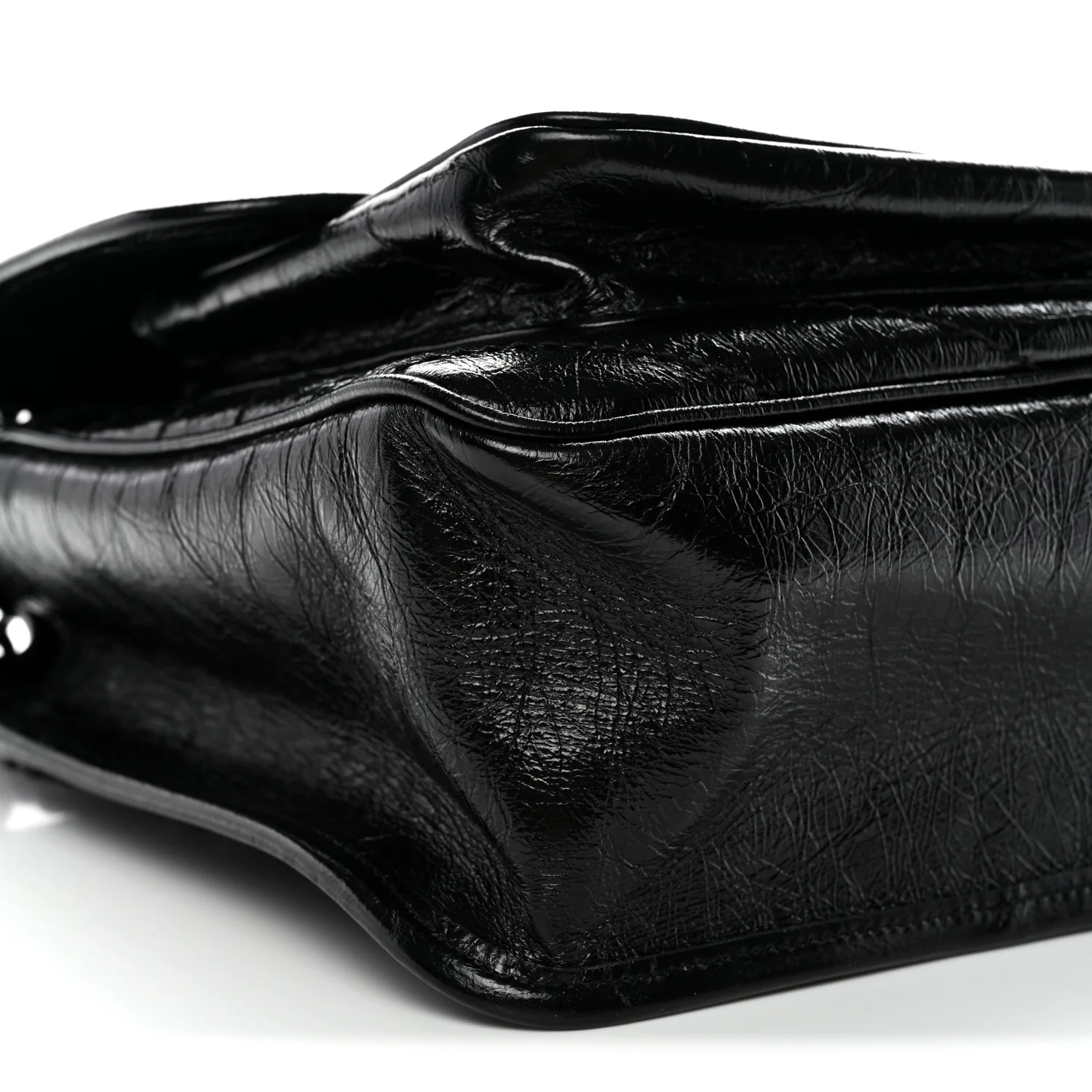 Crinkled Calfskin Matelasse Monogram Medium Niki Chain Satchel Black - Image 9