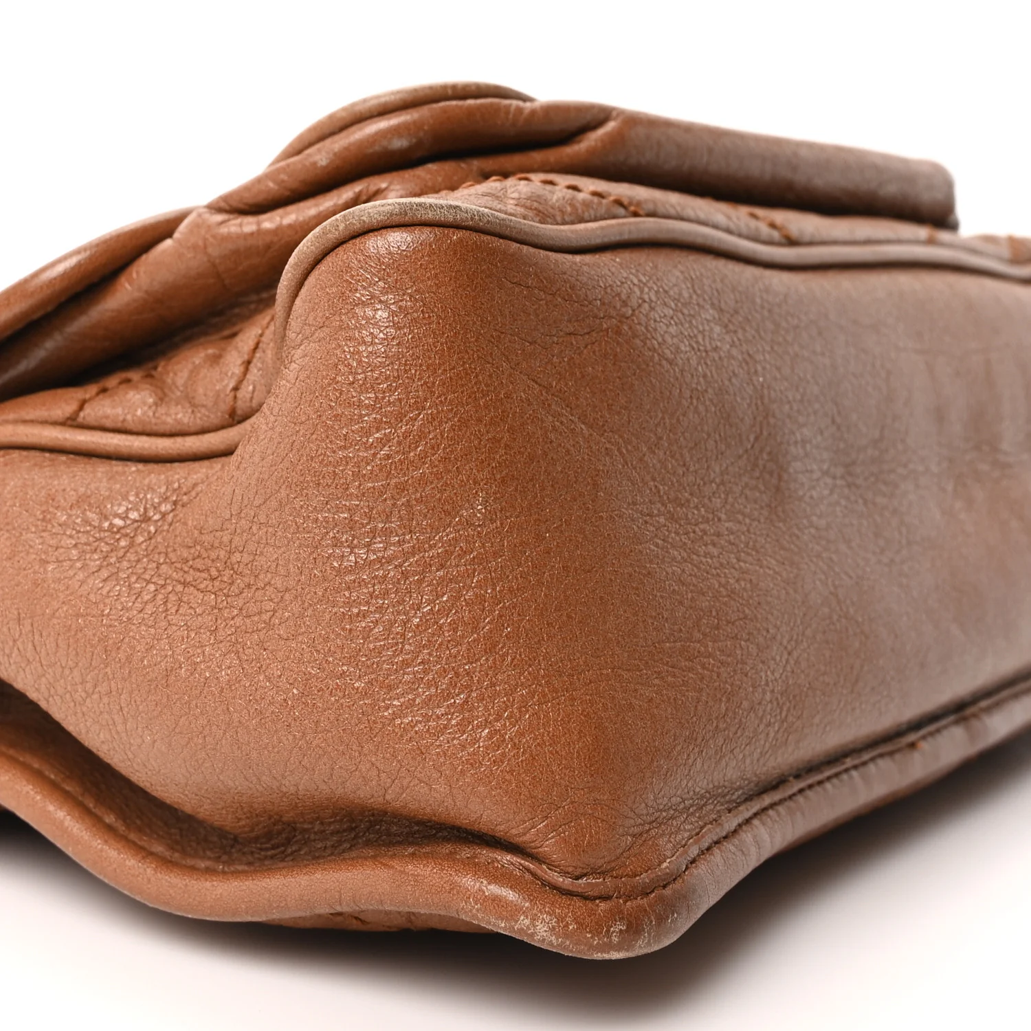 Crinkled Calfskin Matelasse Monogram Medium Niki Chain Satchel Caramel - Image 9