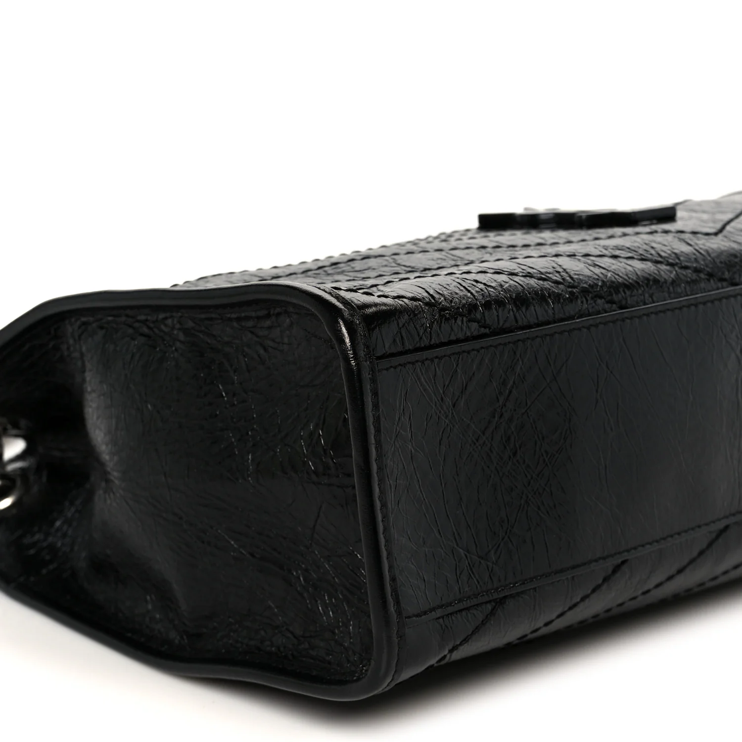 Crinkled Calfskin Matelasse Monogram Medium Niki Shopper Tote Black - Image 9