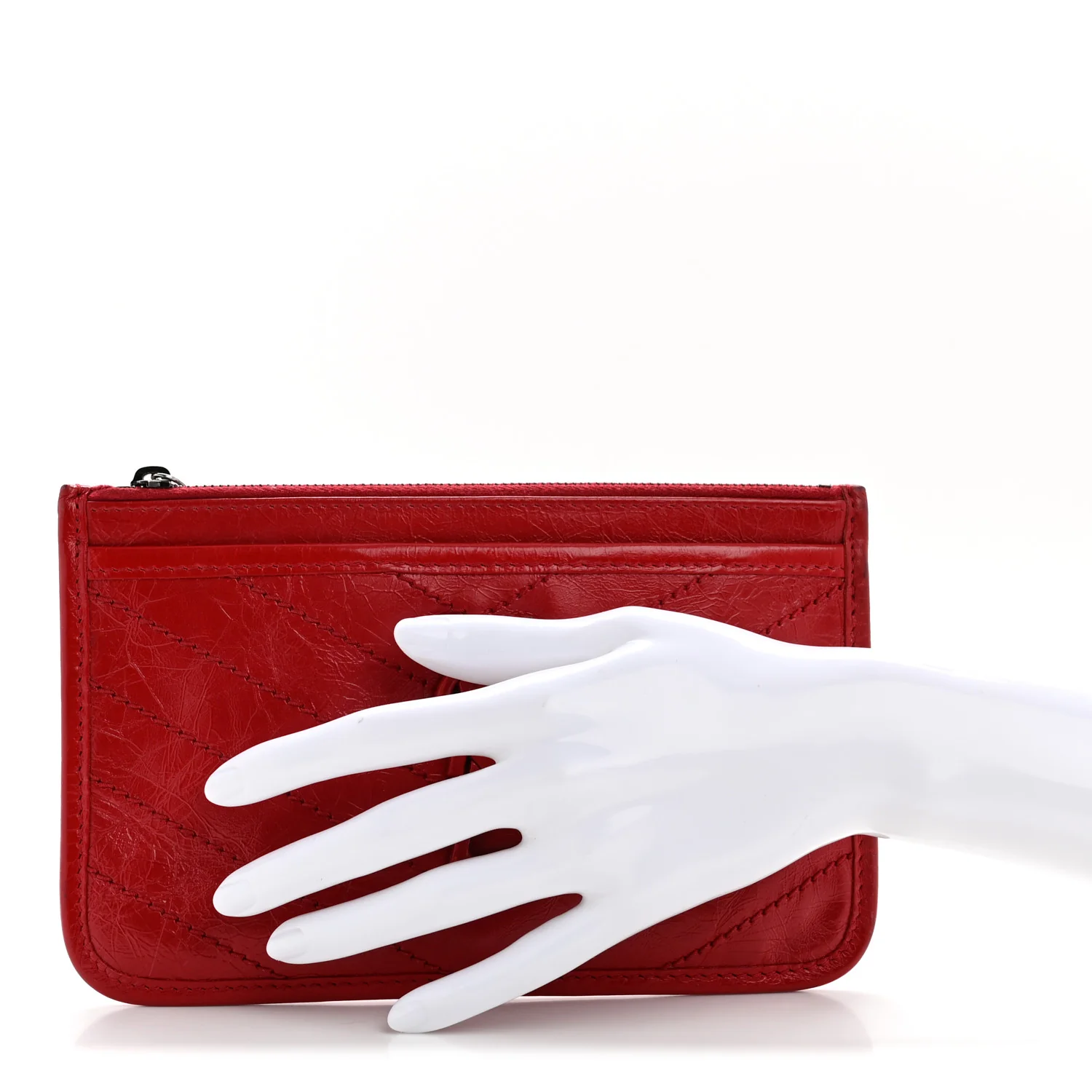 Crinkled Calfskin Matelasse Niki Bill Pouch Red - Image 2
