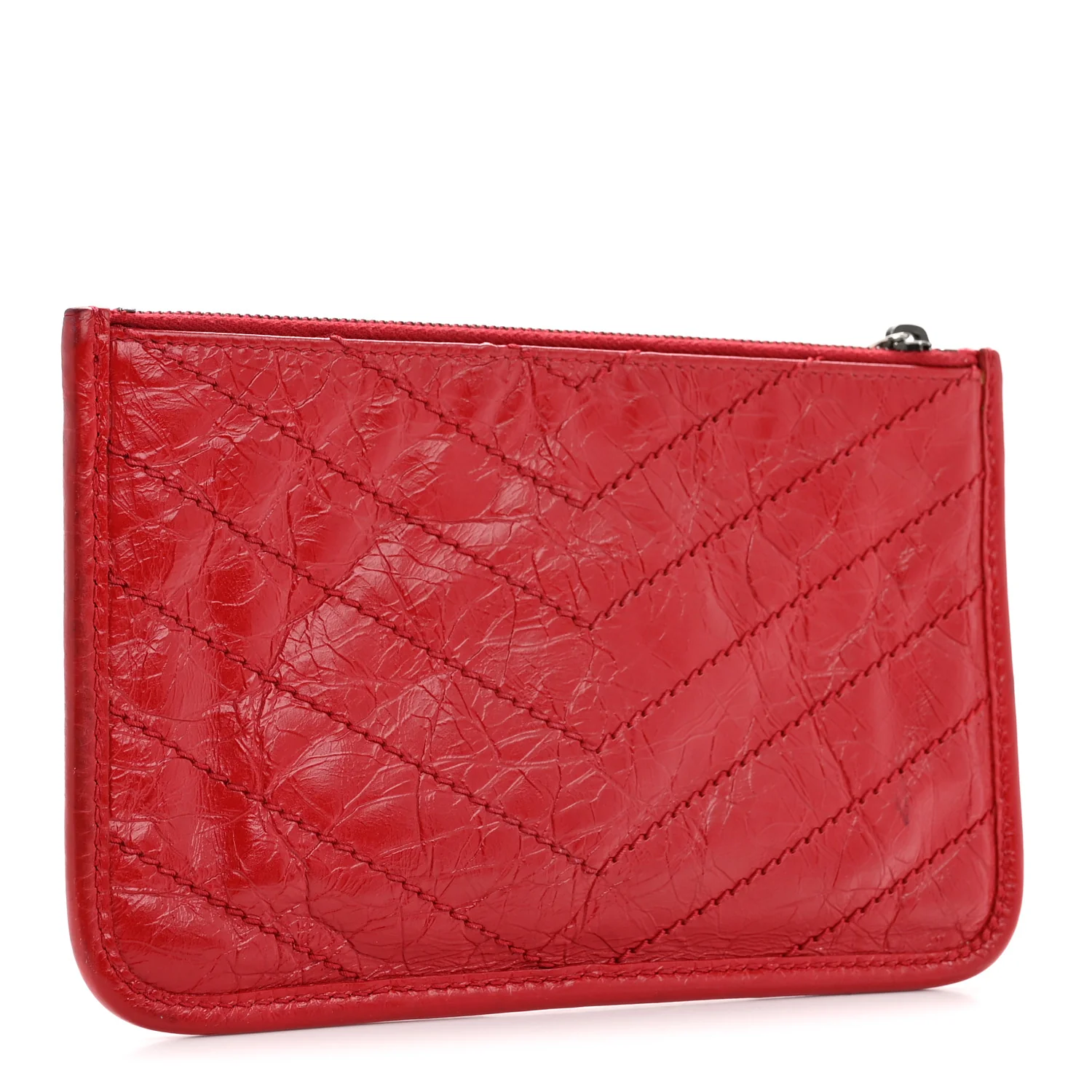 Crinkled Calfskin Matelasse Niki Bill Pouch Red - Image 3