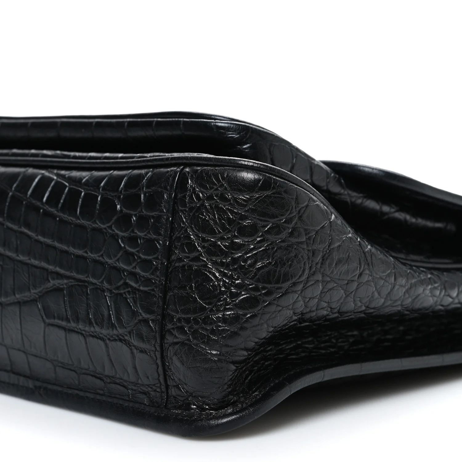 Crocodile Embossed Lambskin Monogram Medium Niki Chain Satchel Black - Image 10