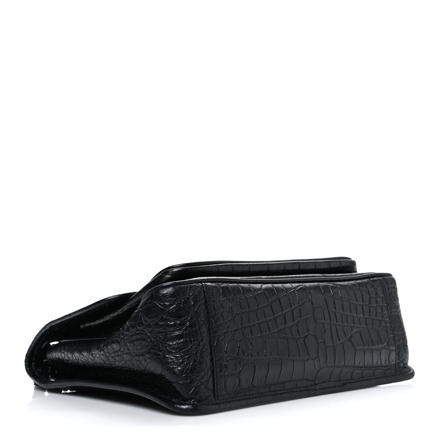Crocodile Embossed Lambskin Monogram Medium Niki Chain Satchel Black - Image 4