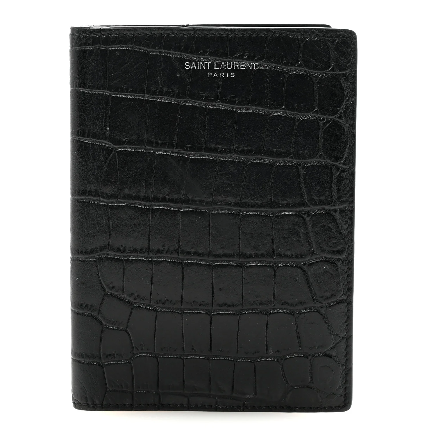 Crocodile Embossed Passport Holder Black